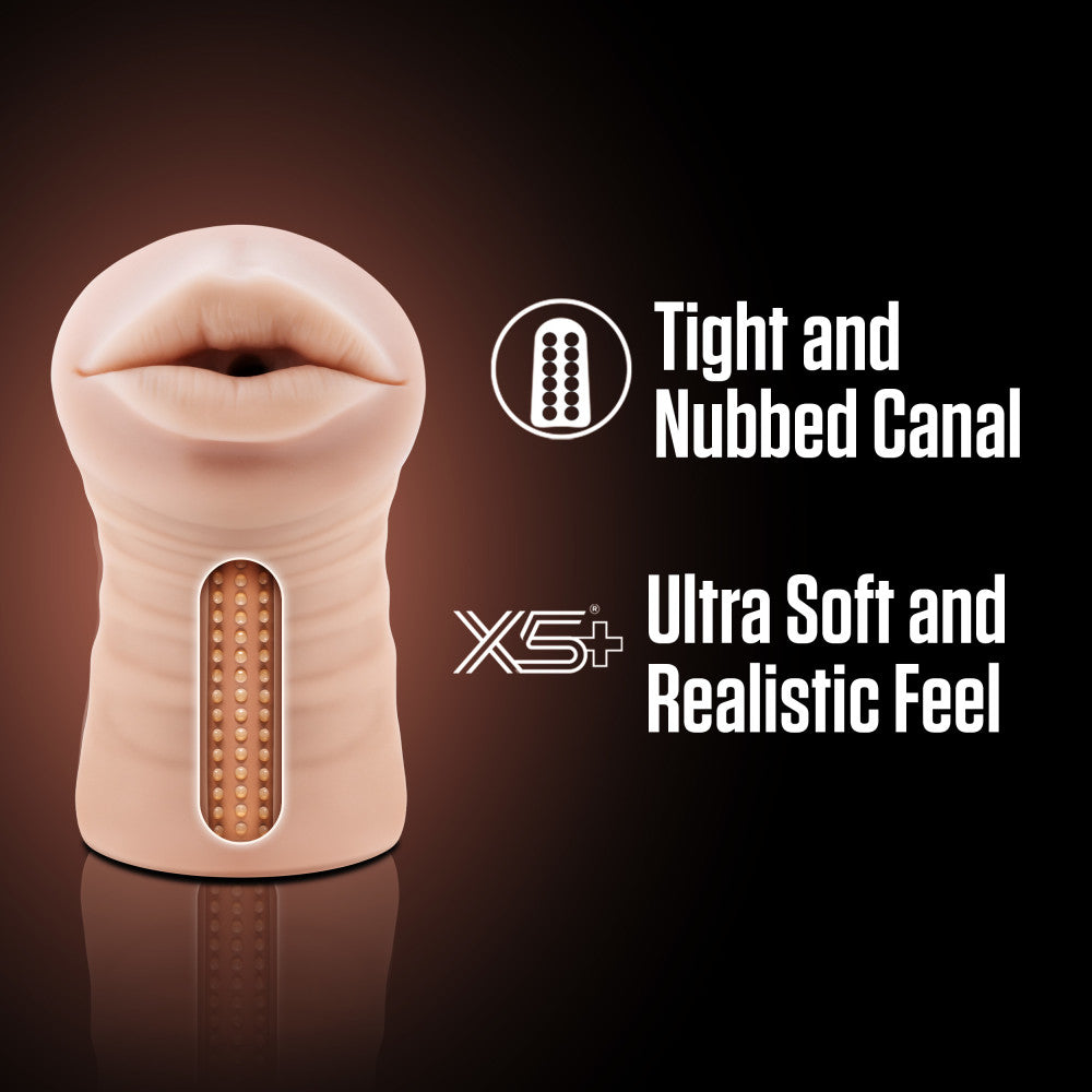 Enlust By Blush® | Nicole Vibrating AI Male Masturbator Tight & Nubbed Canal With Vibrating Bullet - Made With X5® Plus Ultra Soft Realistic Oral Feel - Beige、mySite、bottomscart