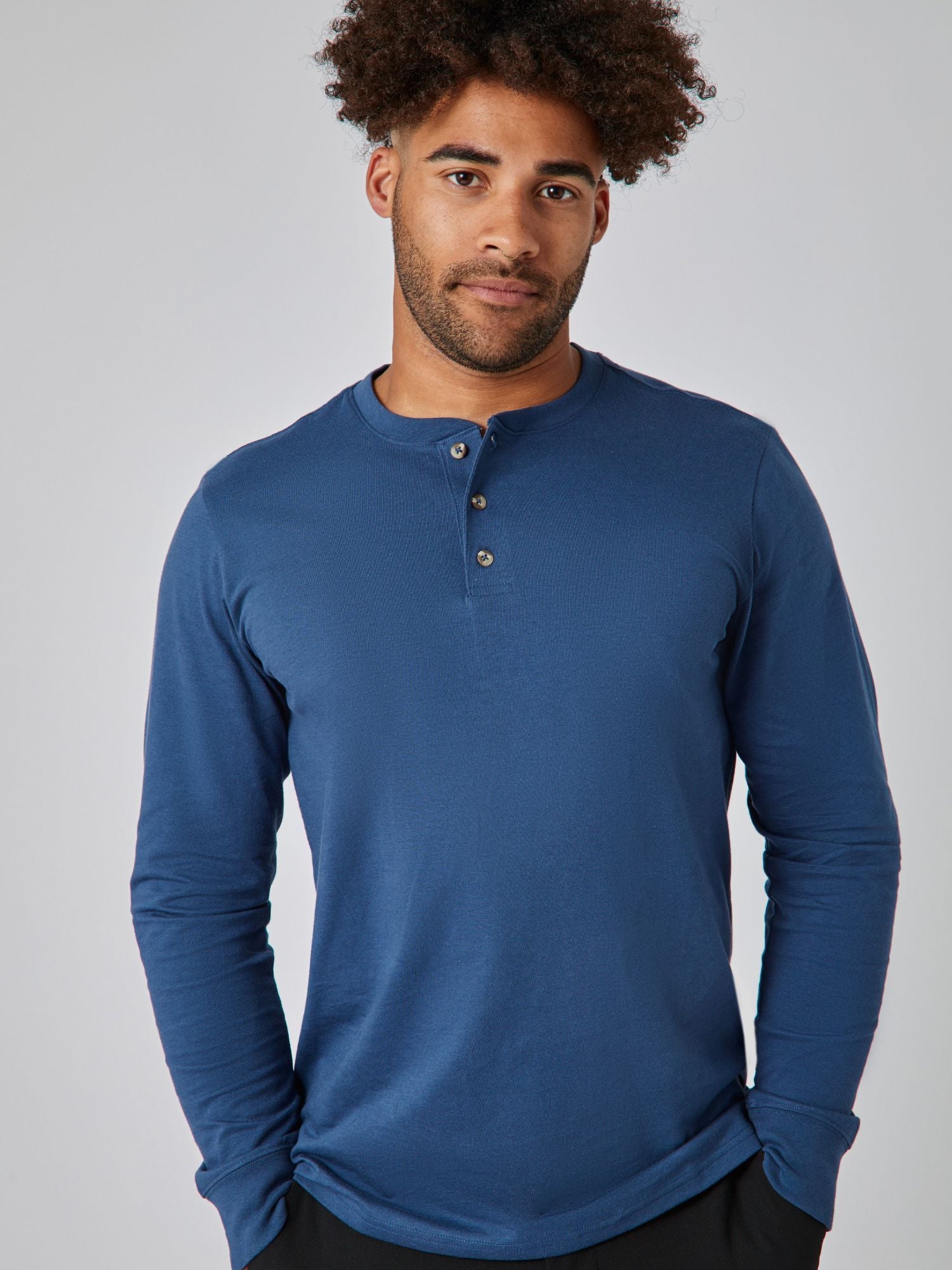  Steel Blue Long Sleeve Henley、mySite、ghnorth