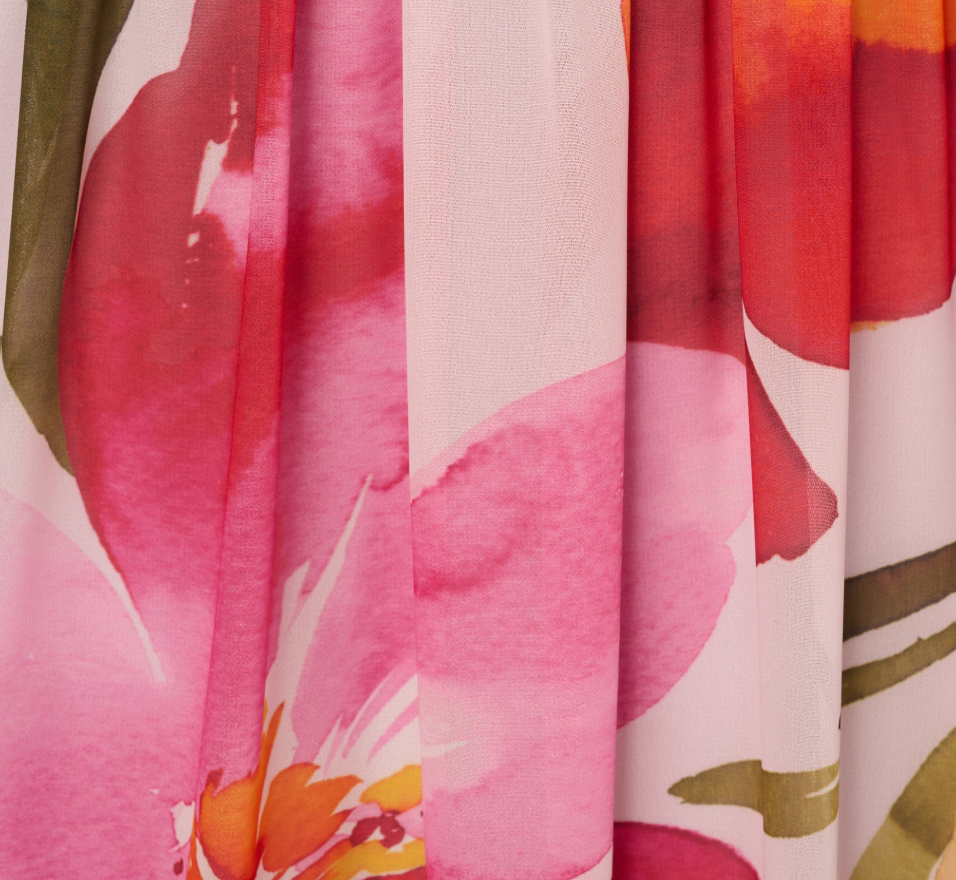 Sleeveless Surplice Floral Chiffon Gown In Pink Orange Multi、mySite、solidvoid