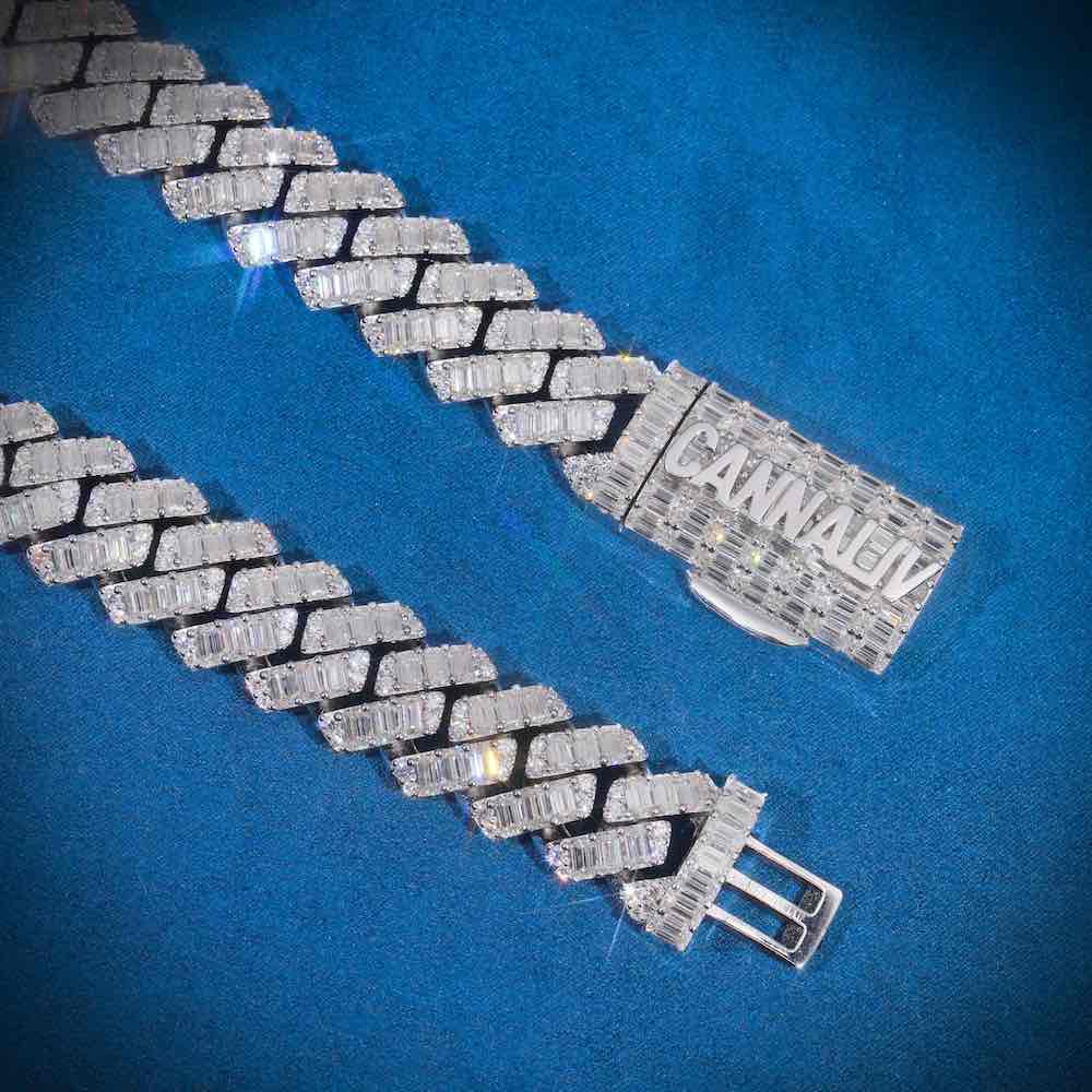 CUSTOM CLASP 20MM Emerald Cut Moissanite Cuban Link Chain 14k Gold、mySite、hinf8tx79