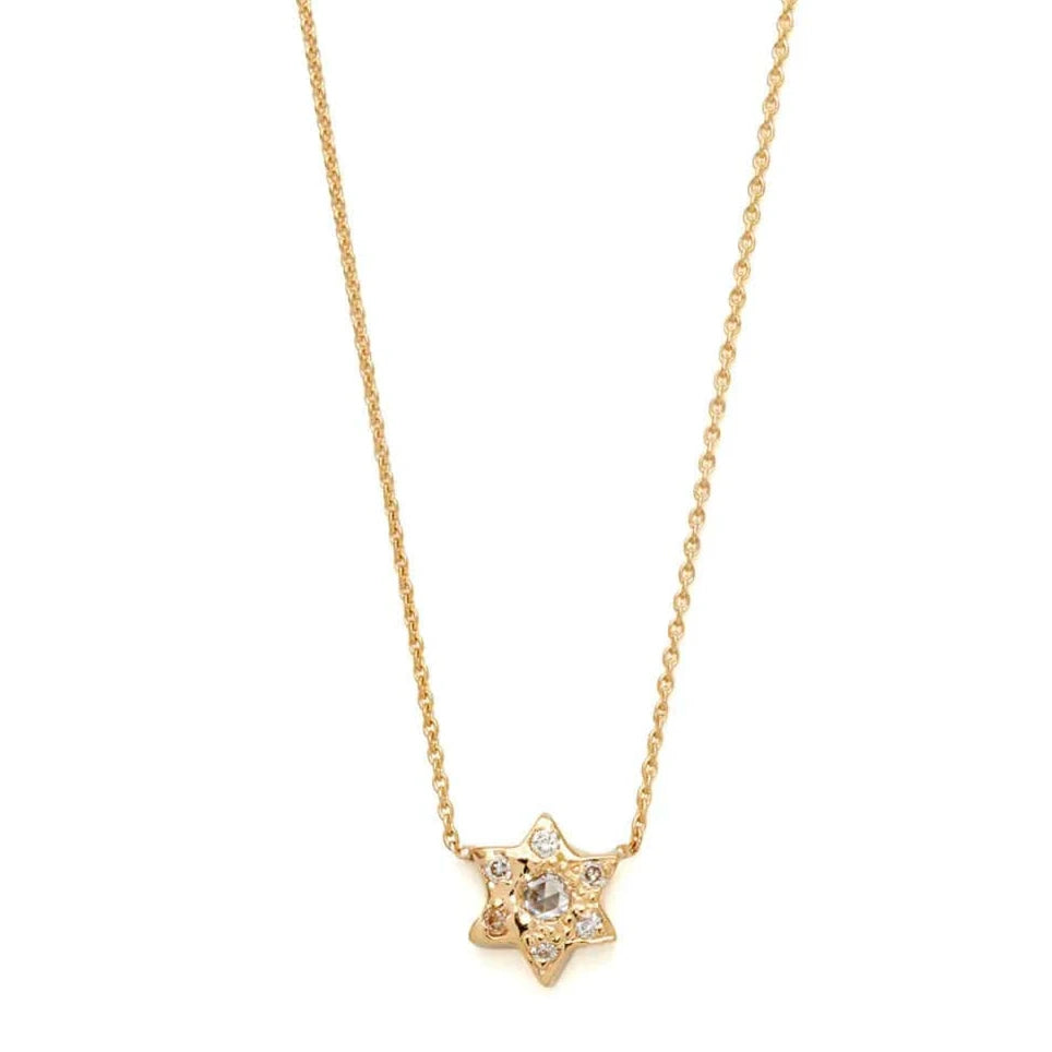 Diamond Star of David Necklace by Elisa Solomon - 18k Yellow Gold、mySite、topwebapps