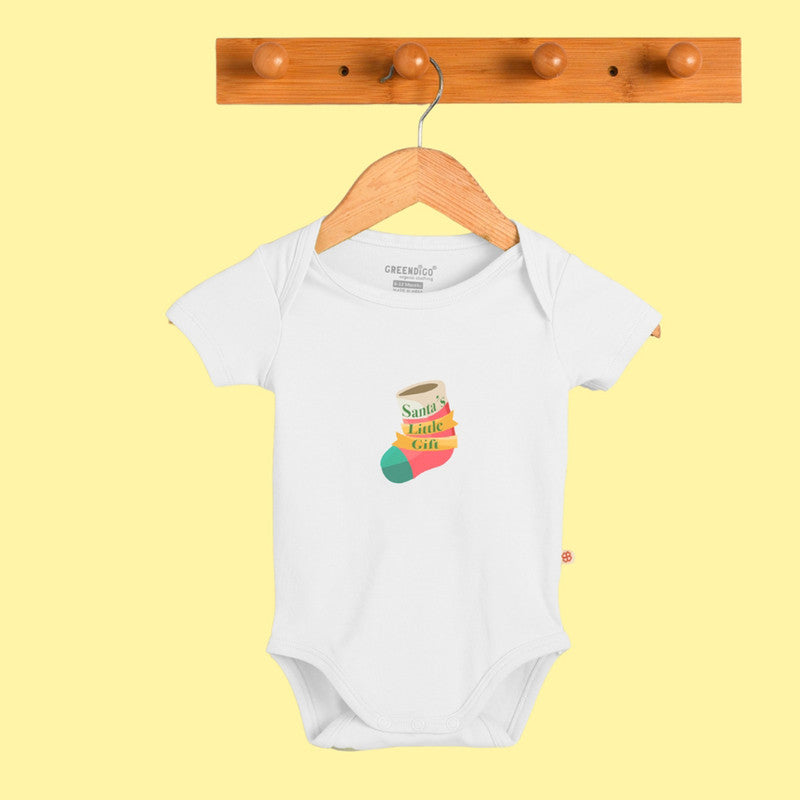 Baby Bamboo Bodysuit | Santa Stocking Printed | Off-White、mySite、camillekostekn
