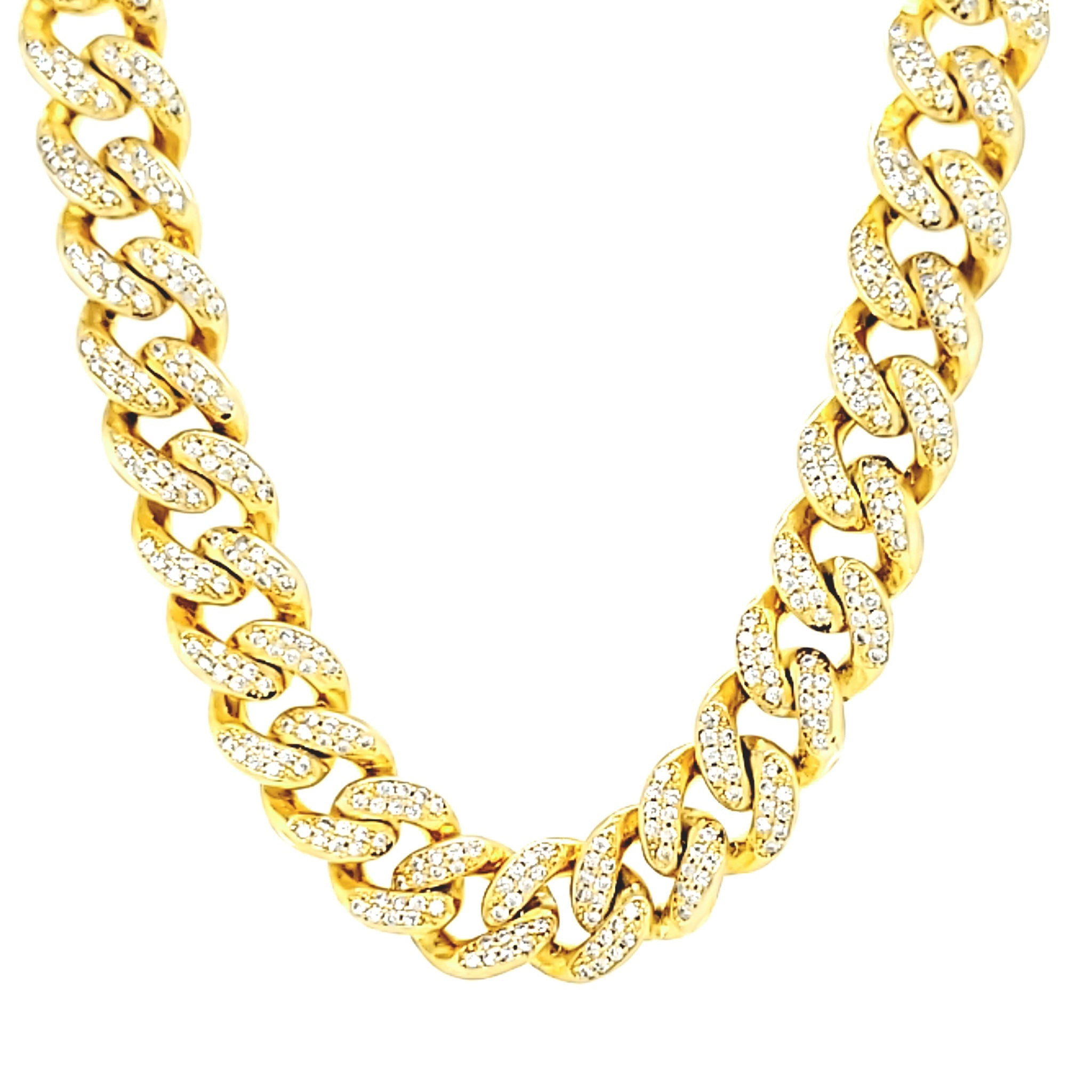 Gold PVD Coated Over Brass Cubic Zirconia Cuban Chain / BLC0001、mySite、dreamappss
