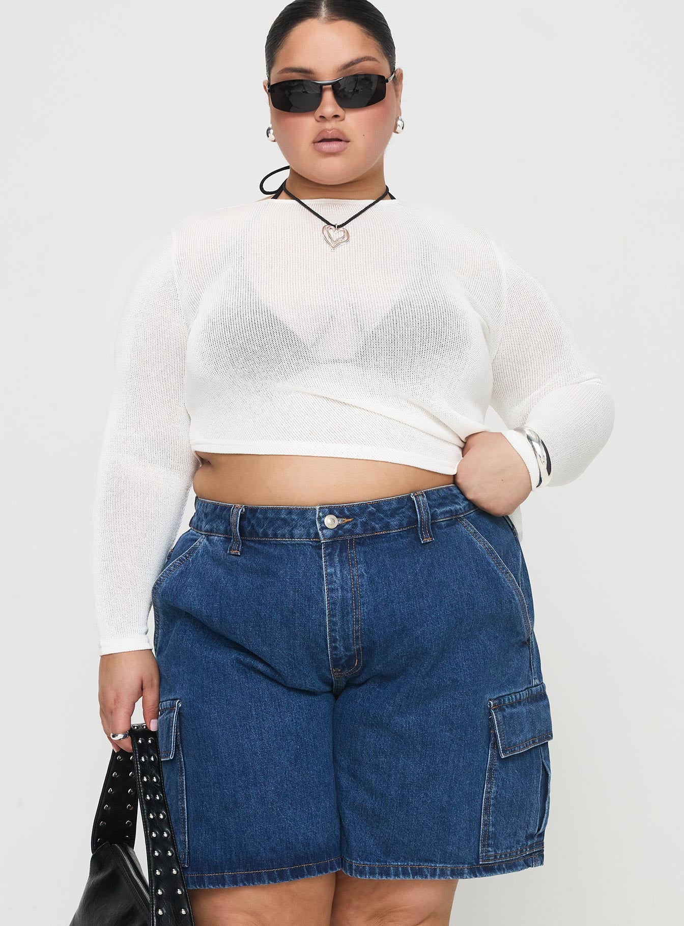 Mika Carpenter Denim Shorts Mid Wash Curve、mySite、solidvoid