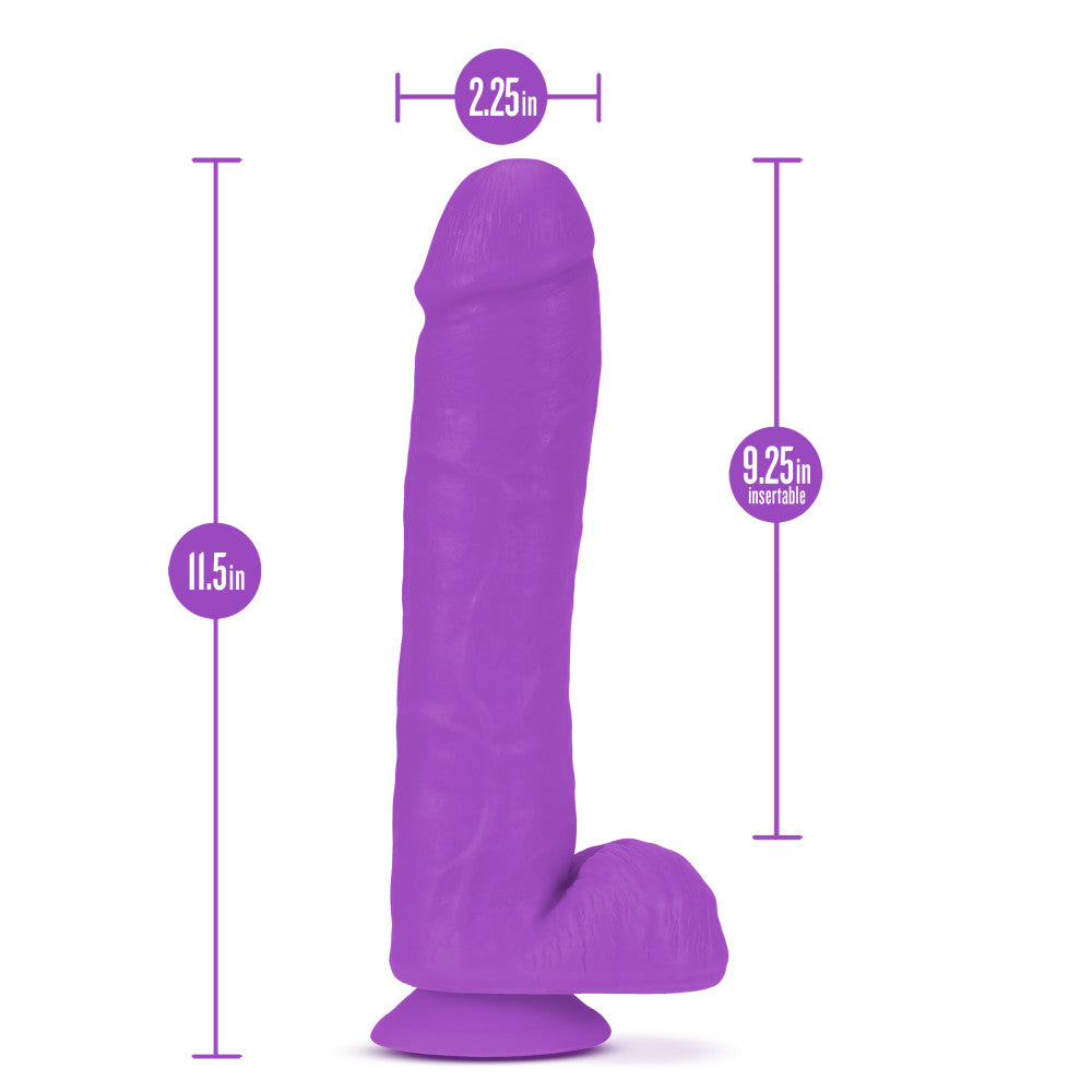 Neo Elite By Blush® | Neon Purple: 11.5-Inch Long Dildo - Made with Purio™ Silicone & SensaFeel® Dual Density Realistic Technology、mySite、bottomscart