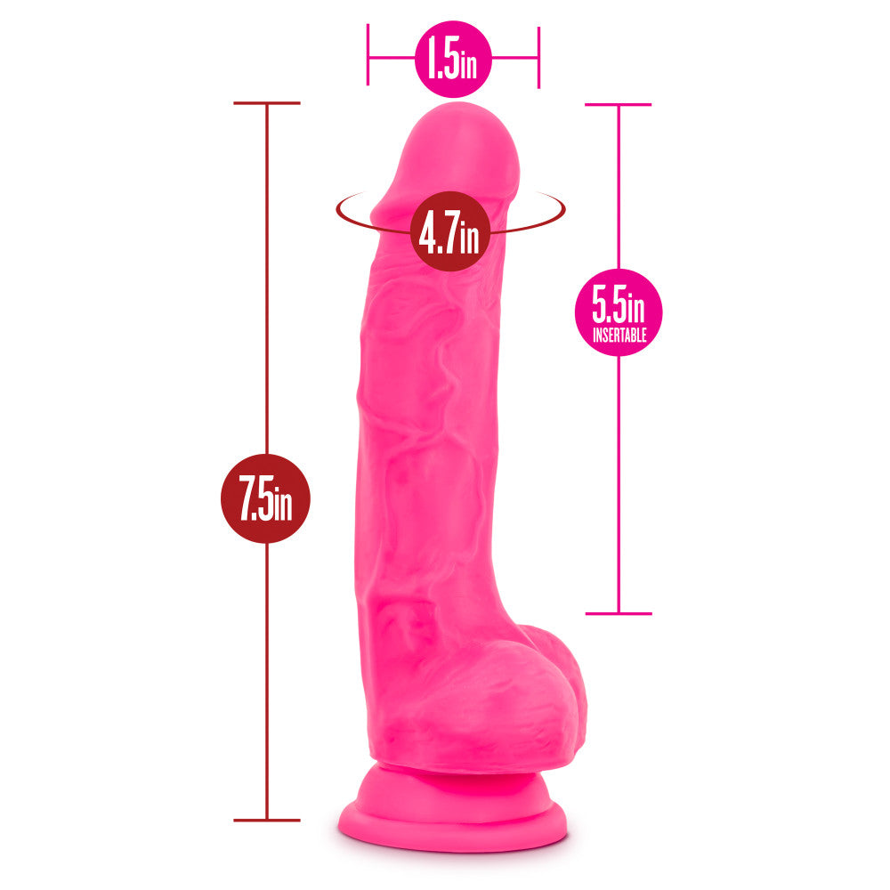 Ruse By Blush® | Hypnotize Realistic G-Spot Hot Pink 7.5-Inch Long Dildo With Balls & Suction Cup Base、mySite、bottomscart