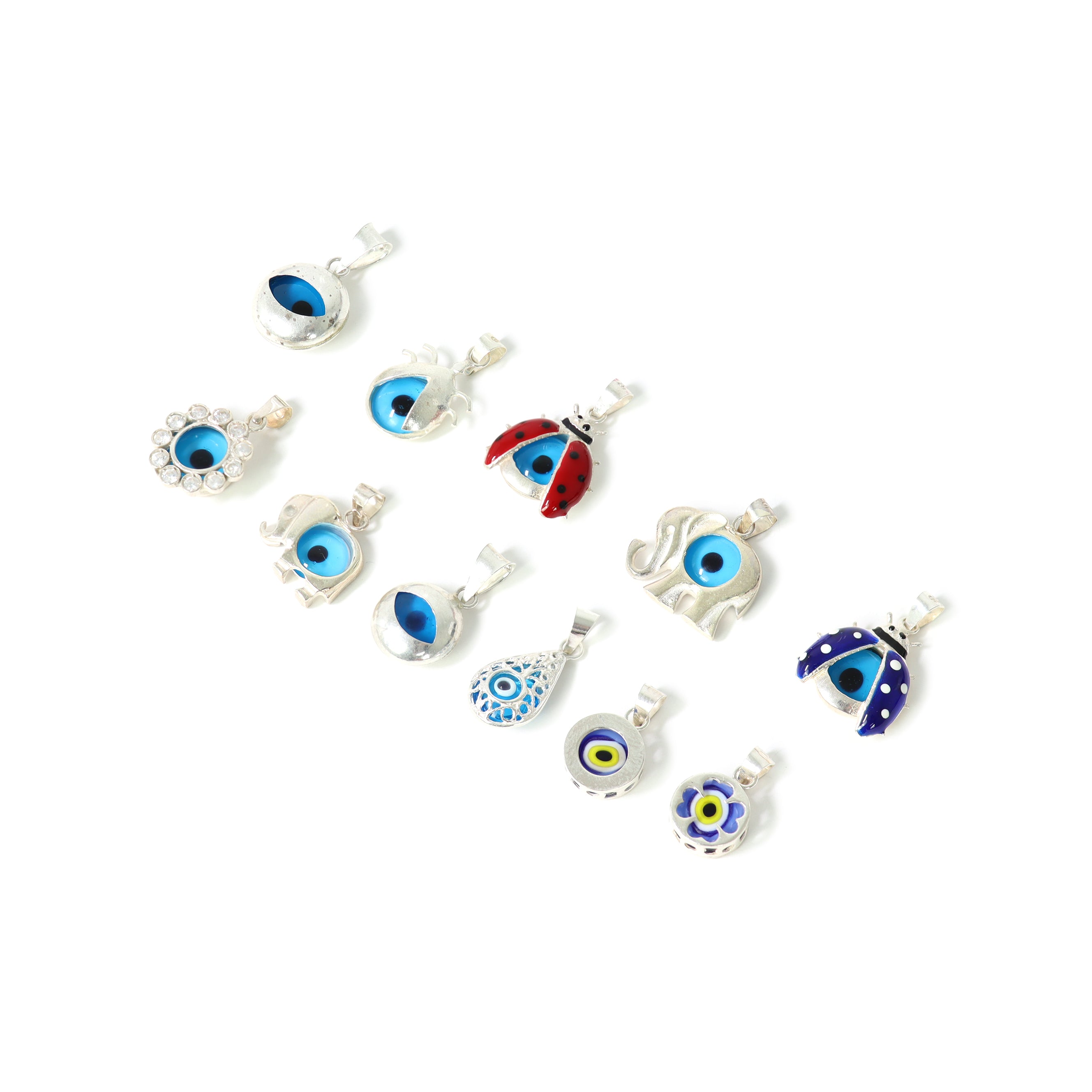 128 Piece Assorted Sterling Silver Evil Eye Pendant Value Pack / LOT0026、mySite、dreamappss