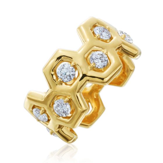 Gumuchian Honeybee B 18k Gold Honeycomb & Diamond Ring、mySite、hinf8tx79