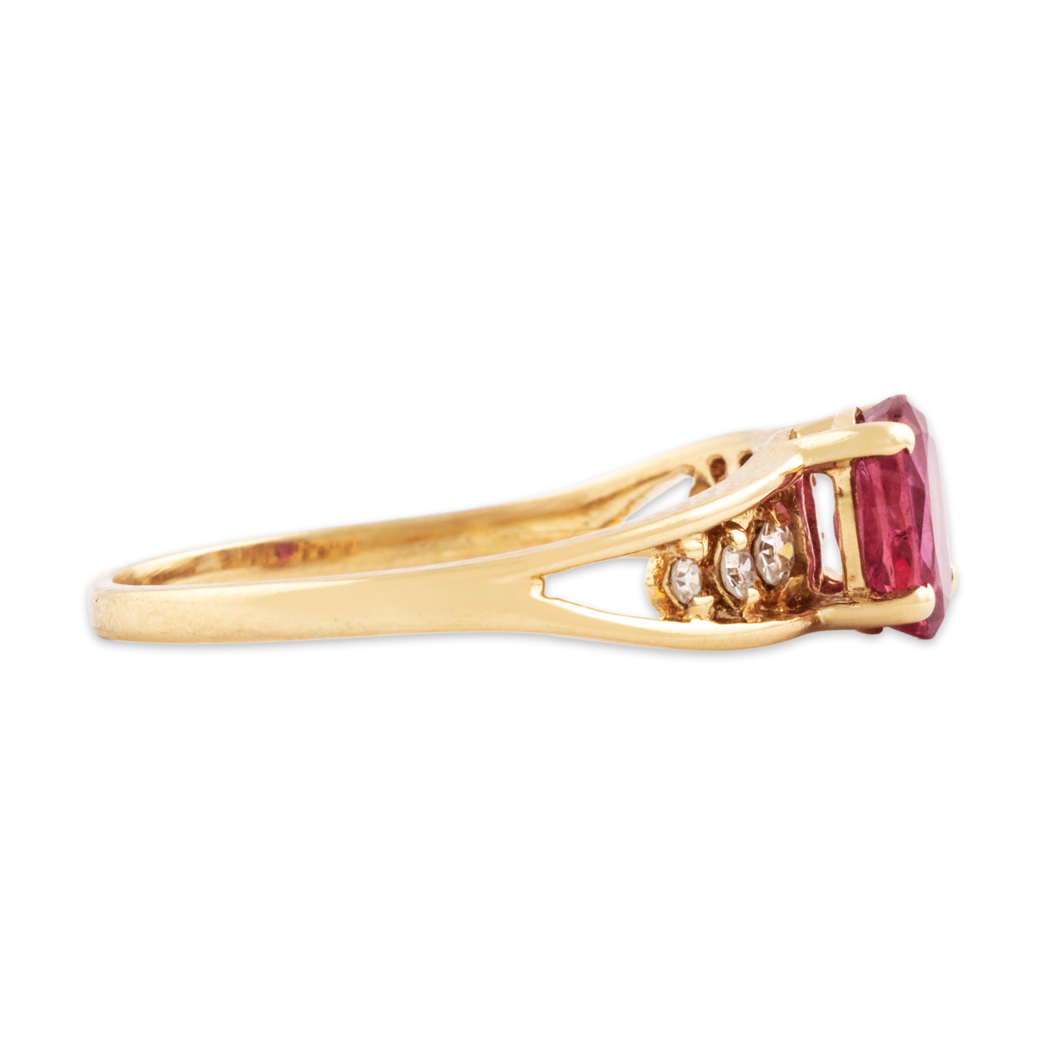 Vintage 14k Yellow Gold .75ct Ruby Diamond Crimson Ring 7.25、mySite、hinf8tx79