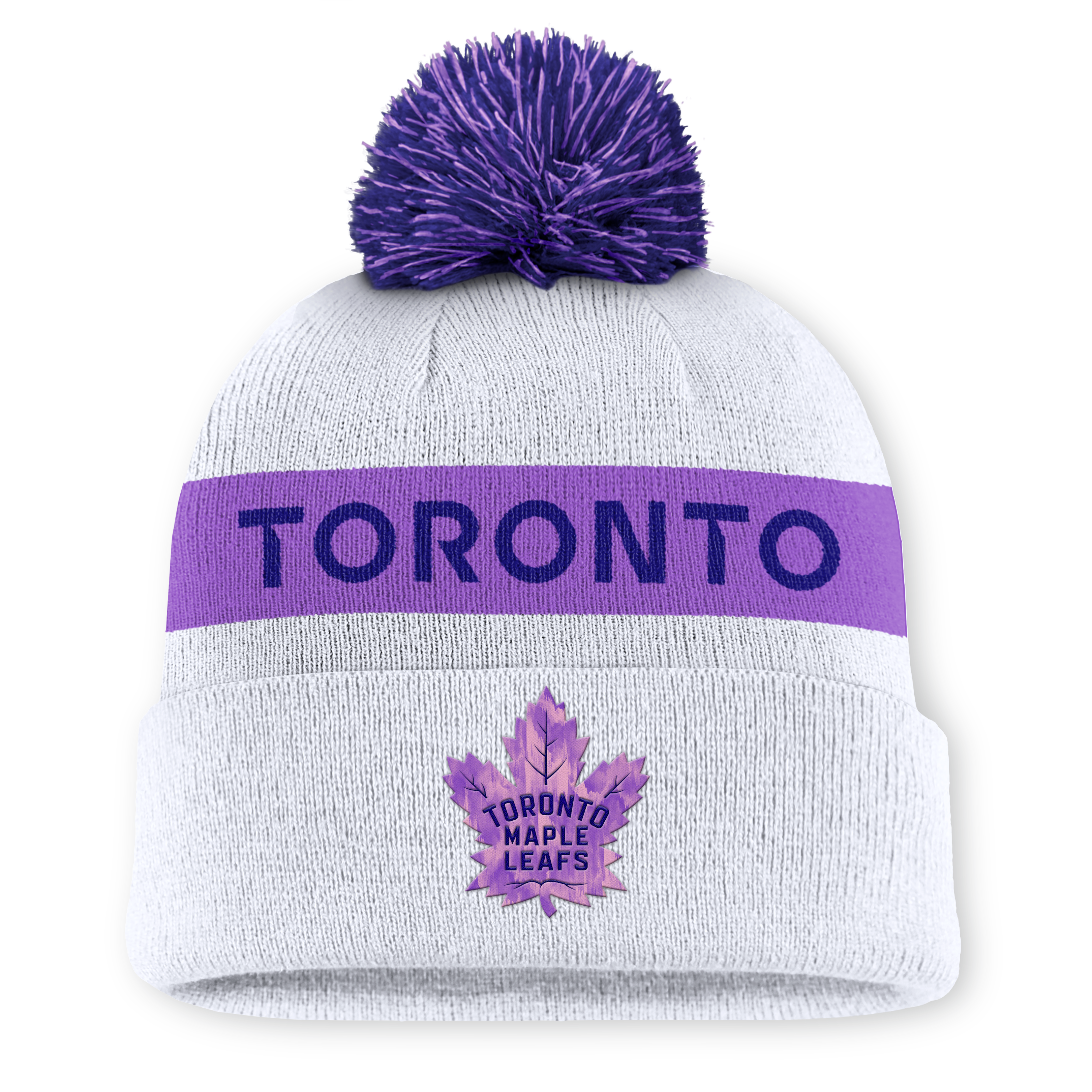 2024 Hockey Fights Cancer Cuffed Knit Pom Toque