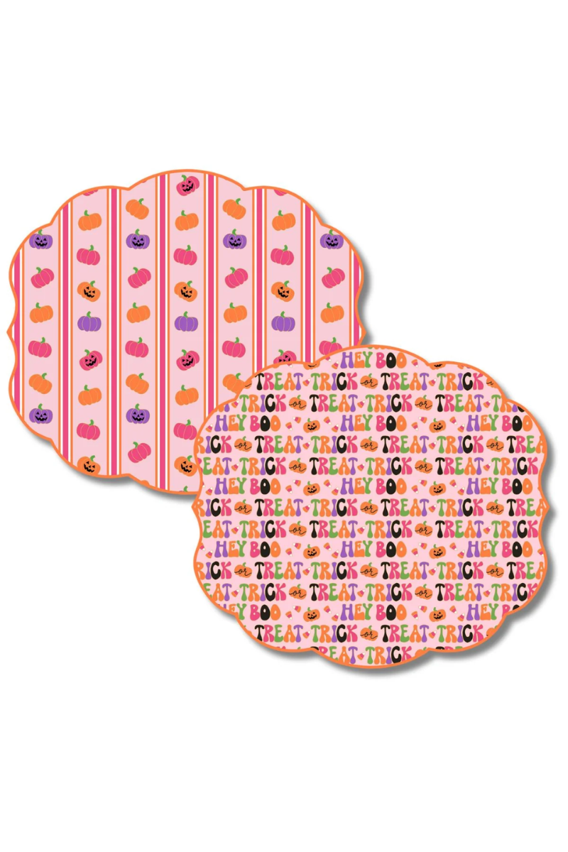 Halloween Hey Boo Trick or Treat Double-Sided Paper Placemats (Set of 12)、mySite、hinf8tx79
