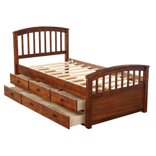 Orisfur. Twin Size Platform Storage Bed Solid Wood Bed with 6 Drawers、、casual