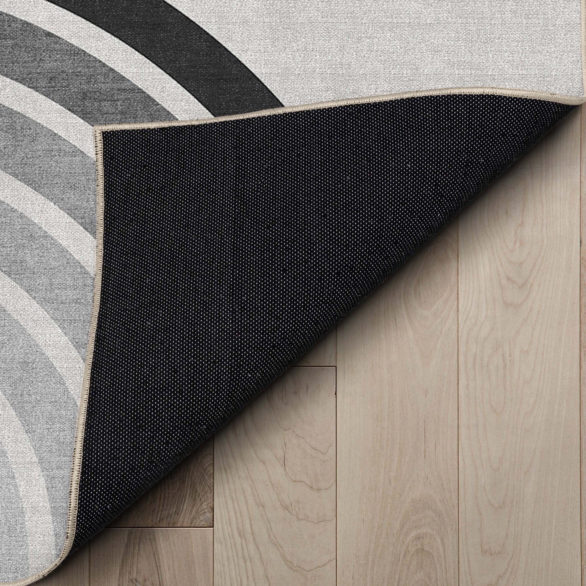 Apollo Modern Geometric Stripes Black & White Duo Arch Rug、mySite、gigharbornorthrealestate