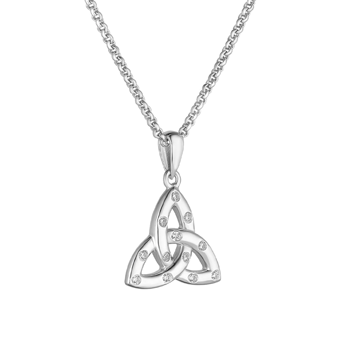 Sterling Silver Flush Set Cz Trinity Knot Necklace、mySite、botmansion
