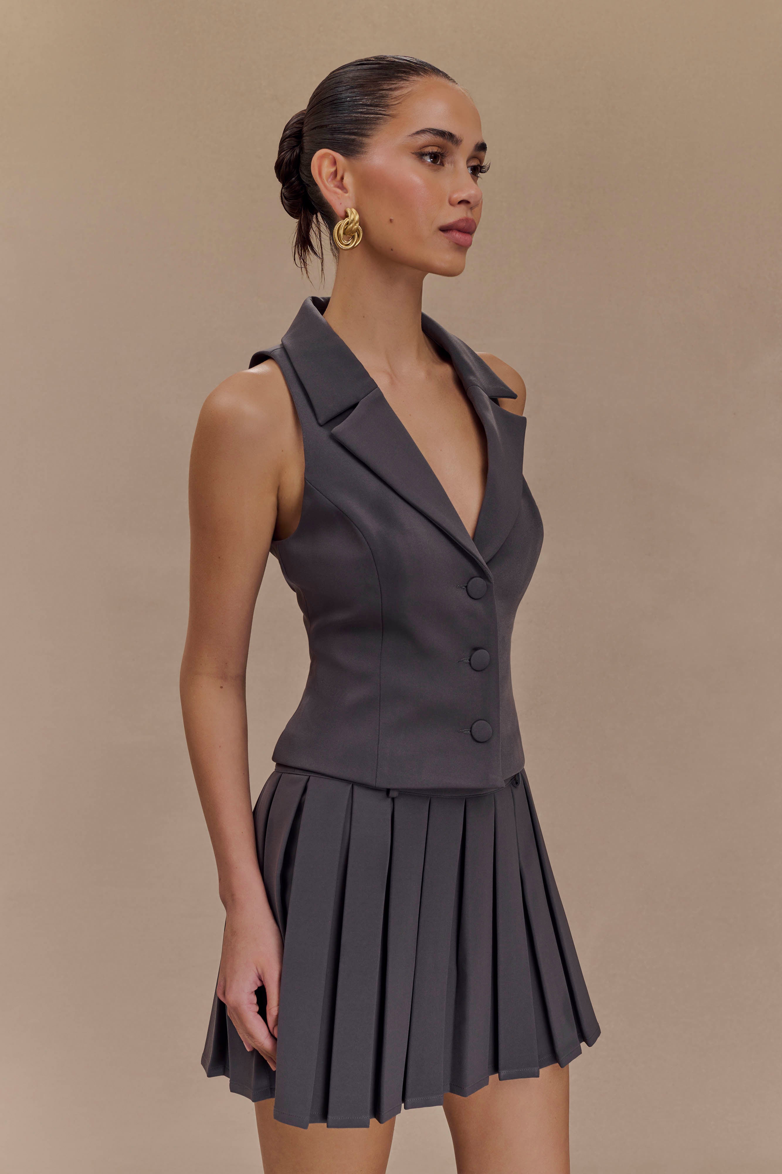 Mura Suiting Vest - Charcoal、mySite、solidvoid