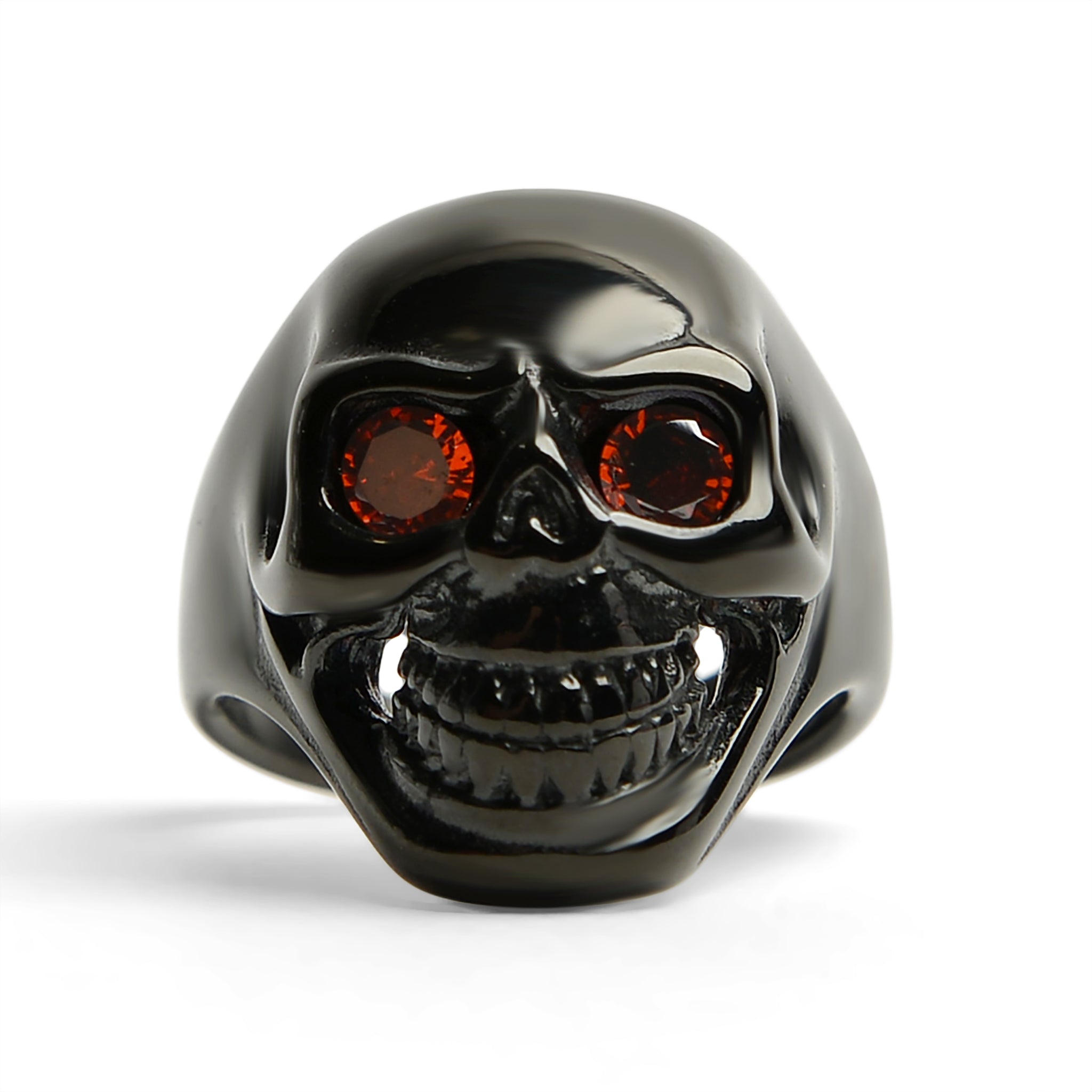 Stainless Steel Red CZ Eyed Black Skull Ring / SCR4065、mySite、dreamappss