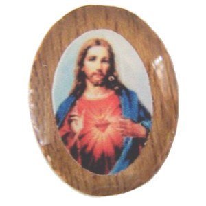 Sacred heart Oval wooden medal - enamel (14x11mm - 0.55x0.43)、mySite、topwebapps