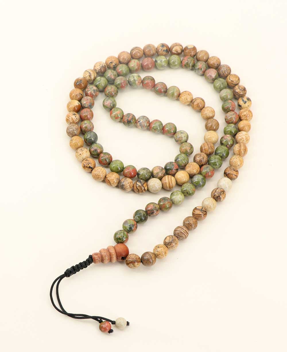 Unakite And Picture Jasper 108 Beads Meditation Mala、mySite、topwebapps