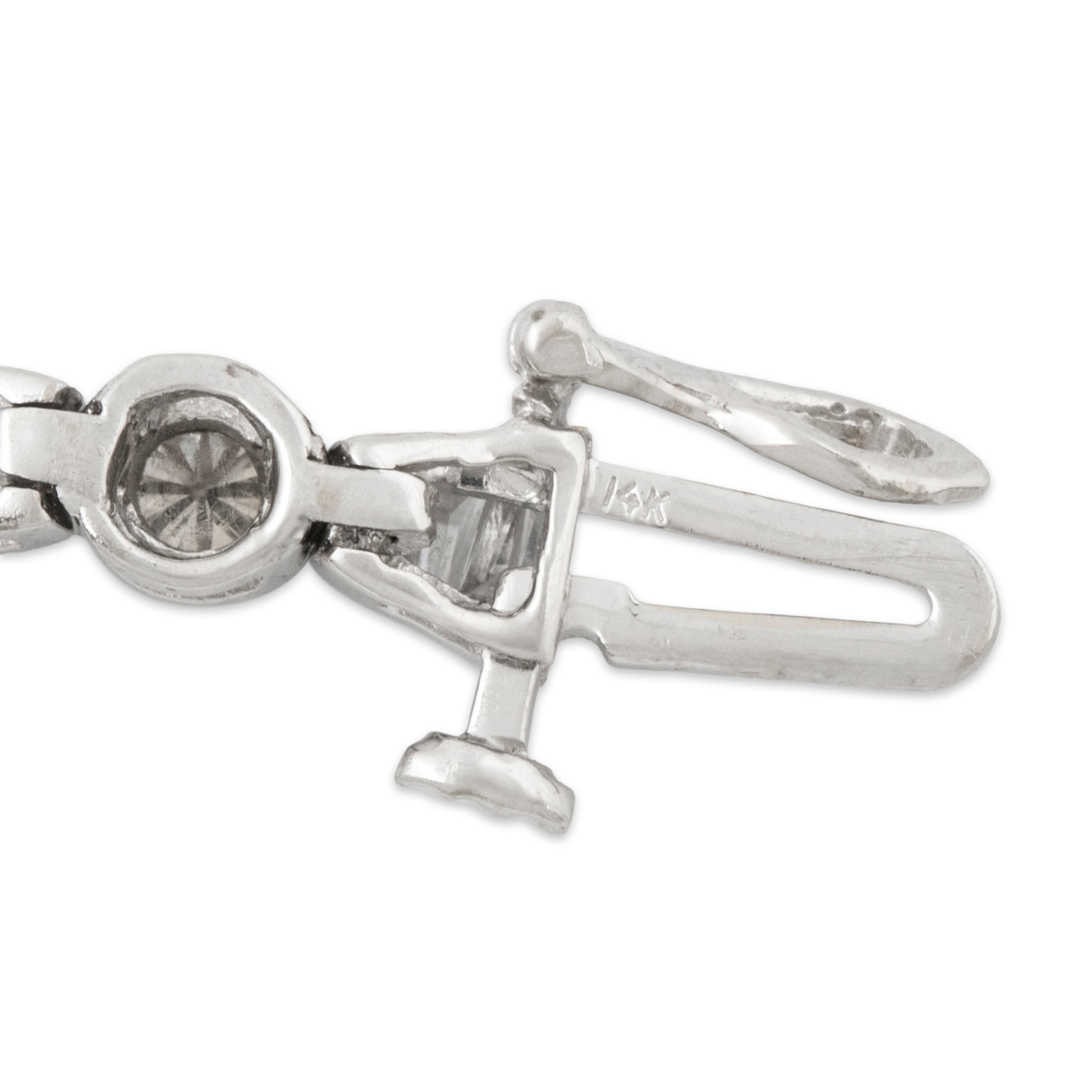 Vintage 14k White Gold 2cttw Diamond Dazzling Channels Station Bracelet 7、mySite、hinf8tx79