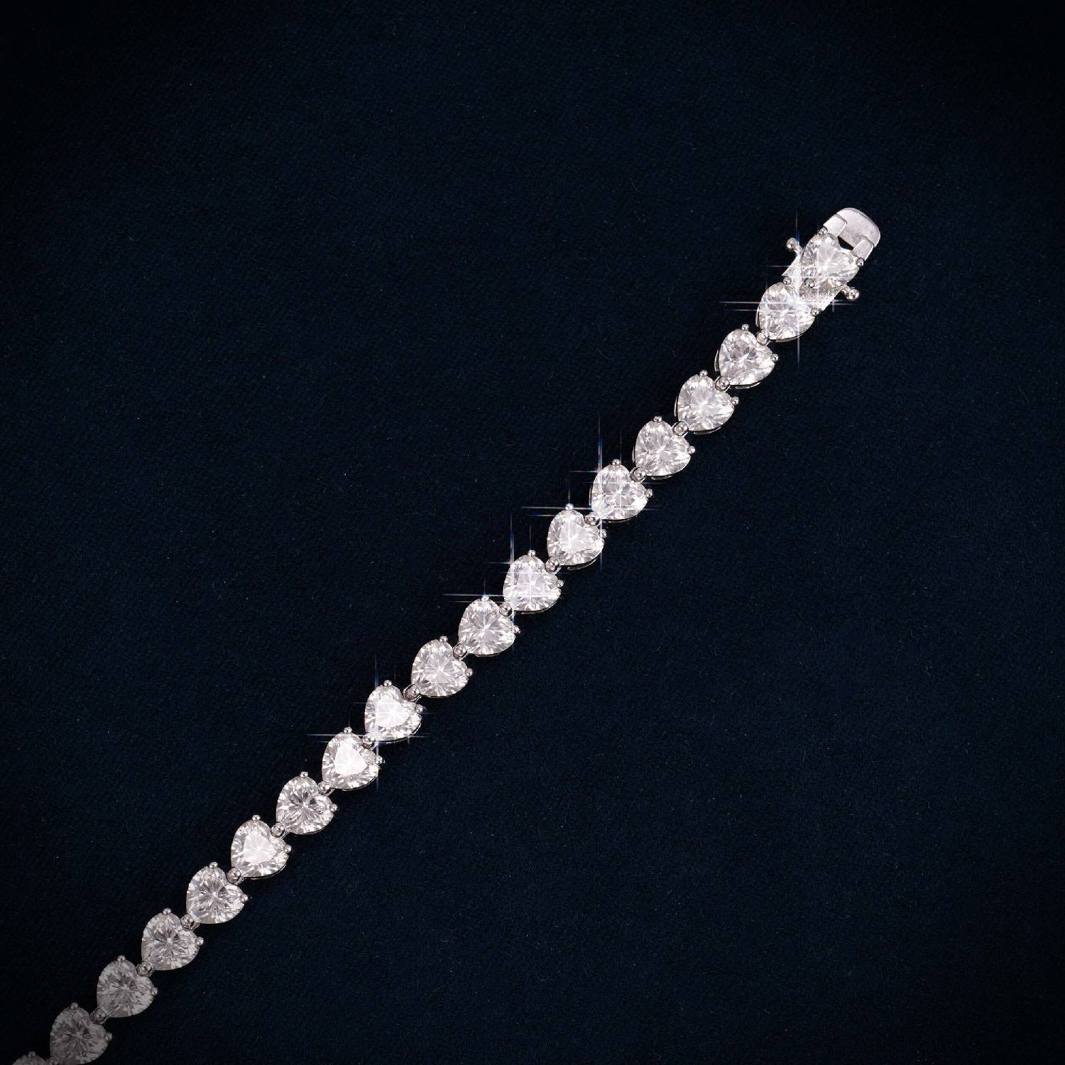 5MM Moissanite Heart Tennis Bracelet 14K Gold、mySite、hinf8tx79