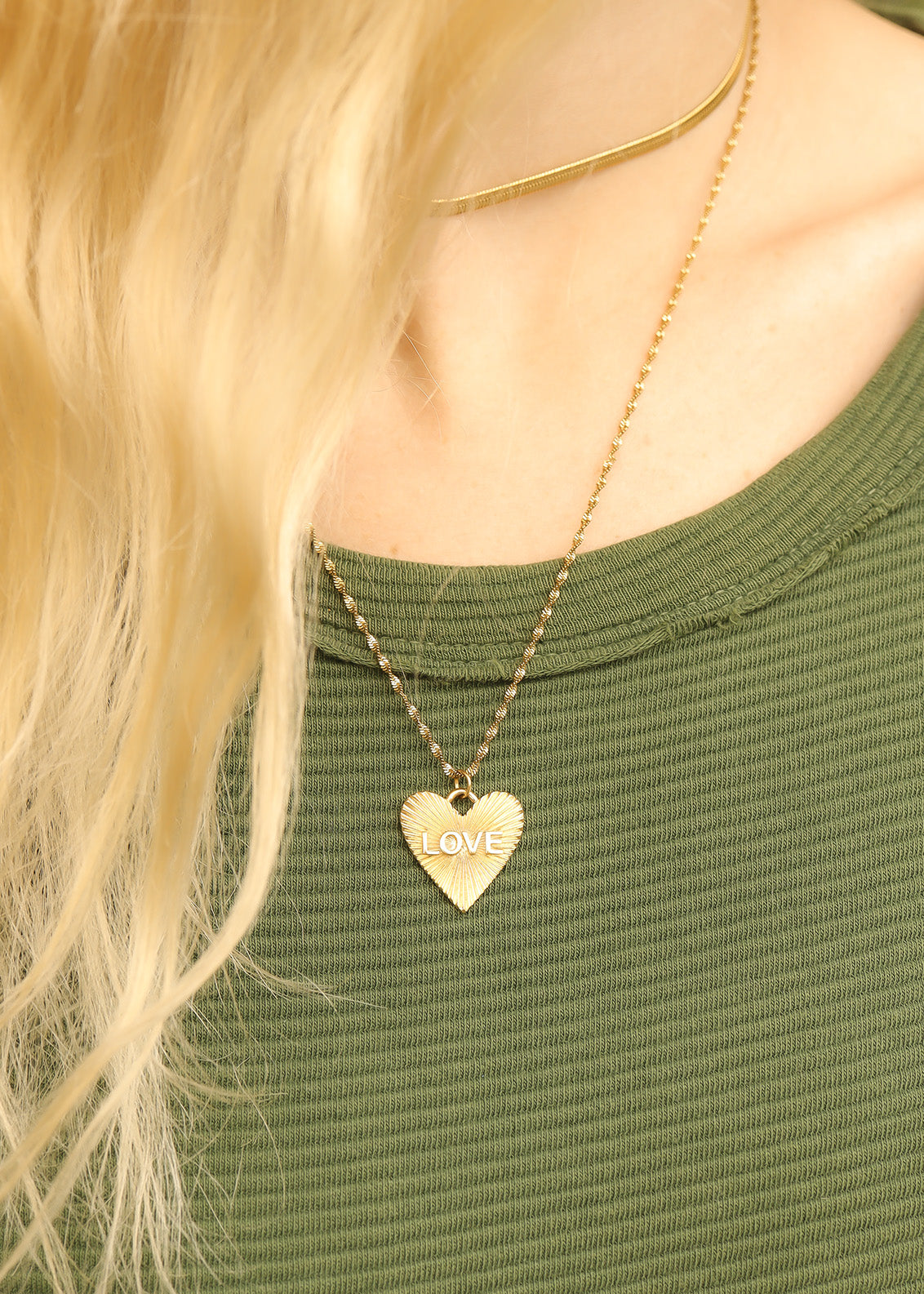 18K Gold PVD Stainless Steel Sunburst Heart Love Charm / PDL0233、mySite、dreamappss