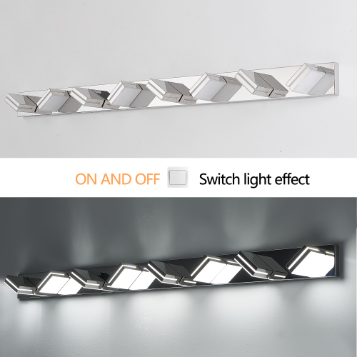 Modern Chrome LED Vanity Light, 5-Lights Wall Sconce for Bathroom and Mirror, Sleek Minimalist Design, Energy-Efficient, Easy to Install、、eastwooduniform