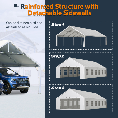 20x40FT Party Tent Heavy Duty, Large Wedding Event Shelters with 3 Carry Bags & Removable Sidewalls, Outdoor Canopy Gazebo Commercial Tents for Parties Carport Camping Garden Patio、、eastwooduniform