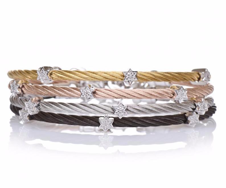 Diamond Star of David Stacking Cable Bracelet - Choice of Color、mySite、topwebapps