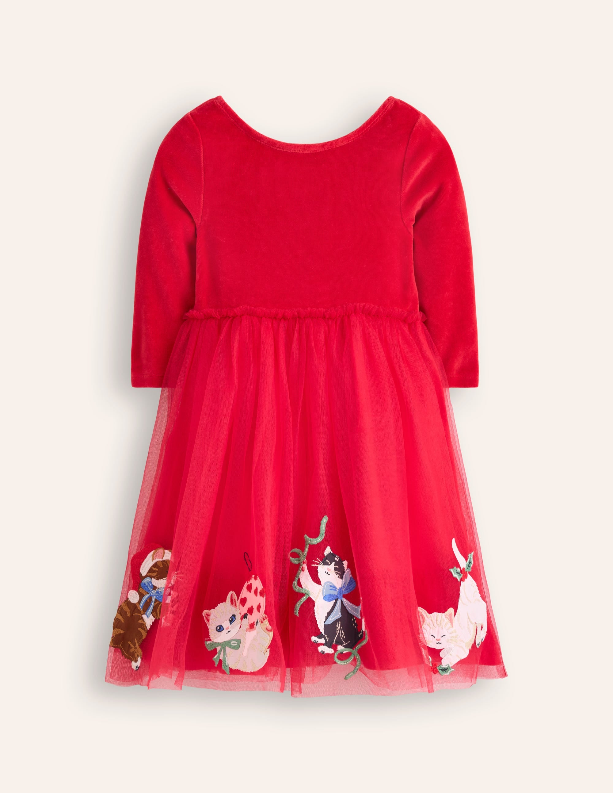 Velvet Tulle Appliqu茅 Dress-Rouge Red Cats、mySite、ashleygrahame