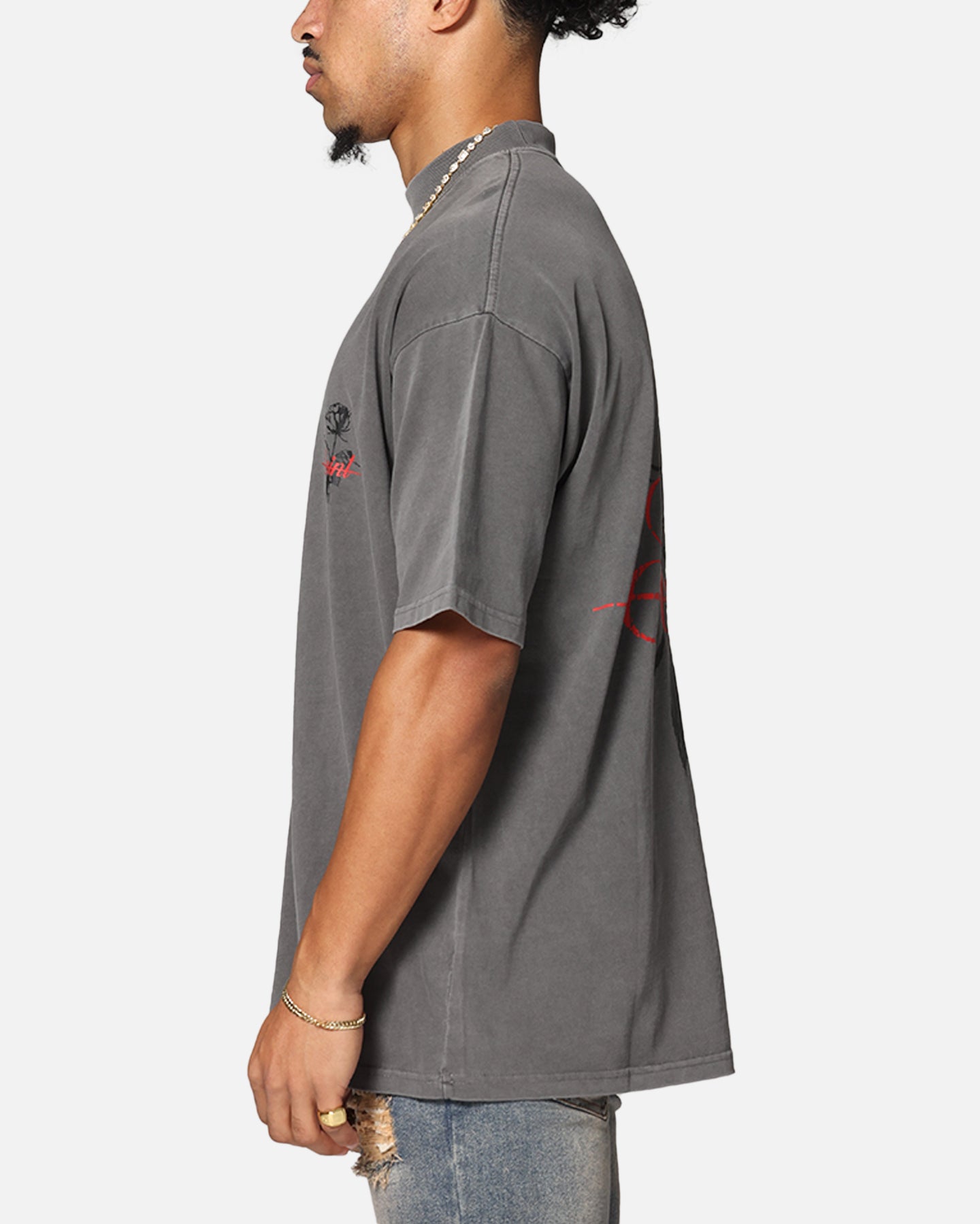 Saint Morta St Valentine Mock Neck T-Shirt Washed Charcoal、mySite、zt4zffjzw