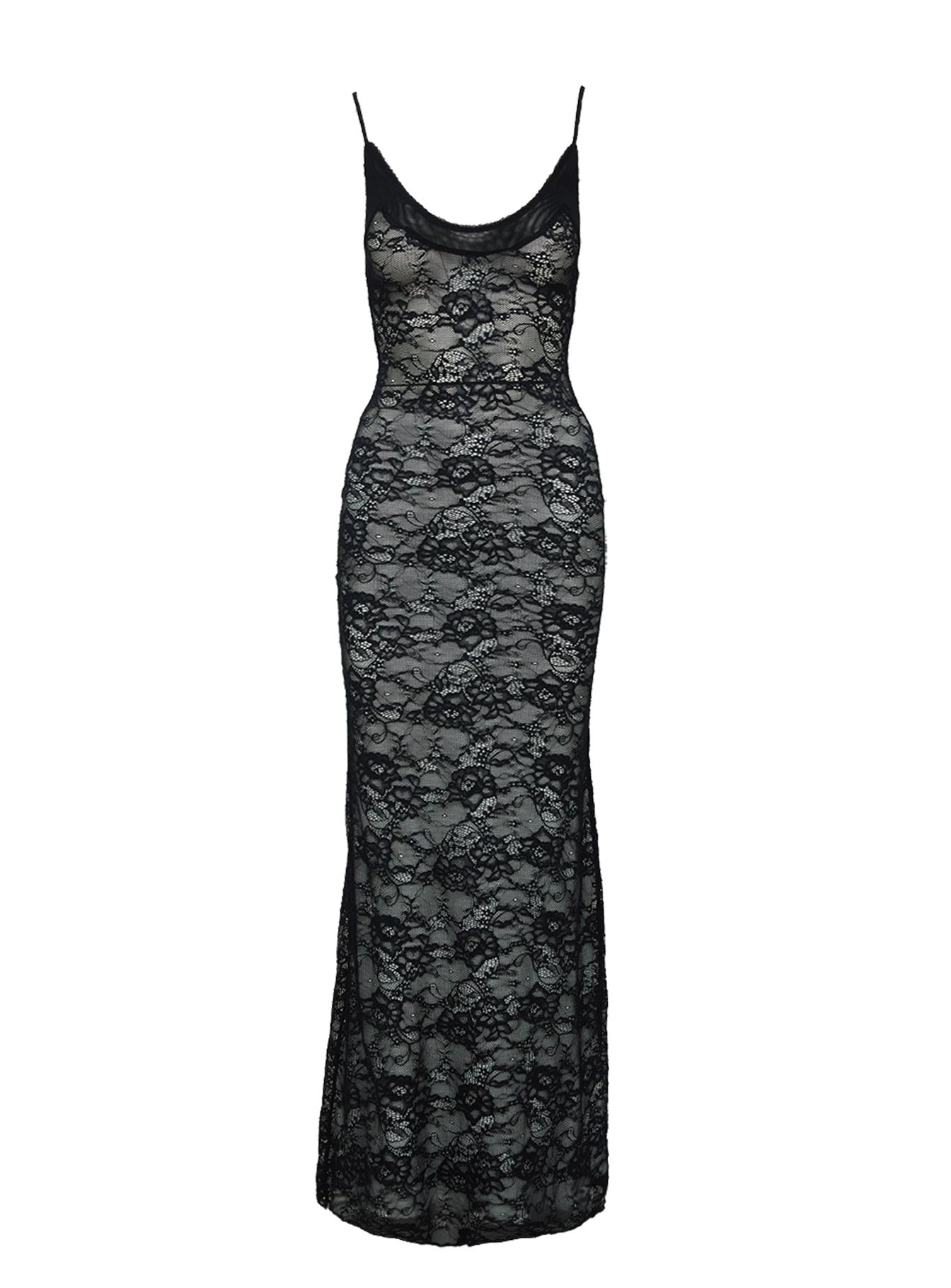 Dynamo Sheer Lace Maxi Dress Black、mySite、solidvoid