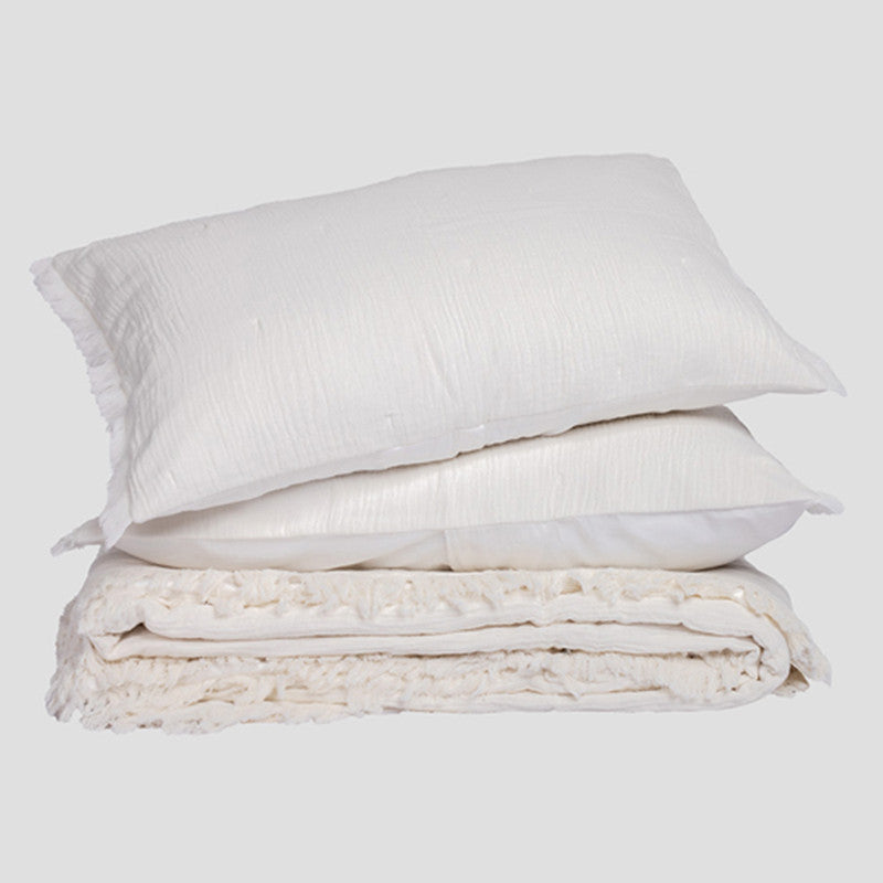 Cotton Bedspread with Pillow Covers | Ivory | Double Layer | Set of 3、mySite、camillekostekn