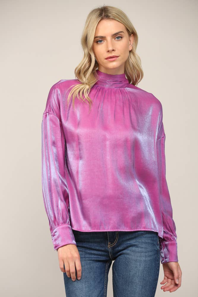 LUMINOUS FABRIC EXTRAVAGANT BOW TIE BLOUSE、mySite、dreamappss