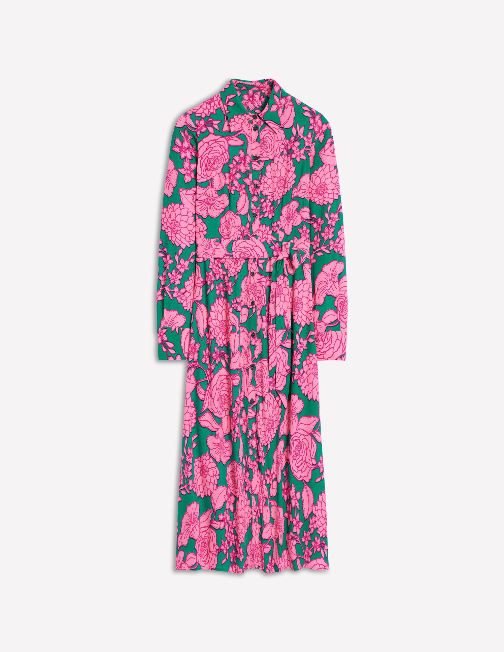  Kate Midi Shirt Dress-Green, Blossom Cascade、mySite、ashleygrahame