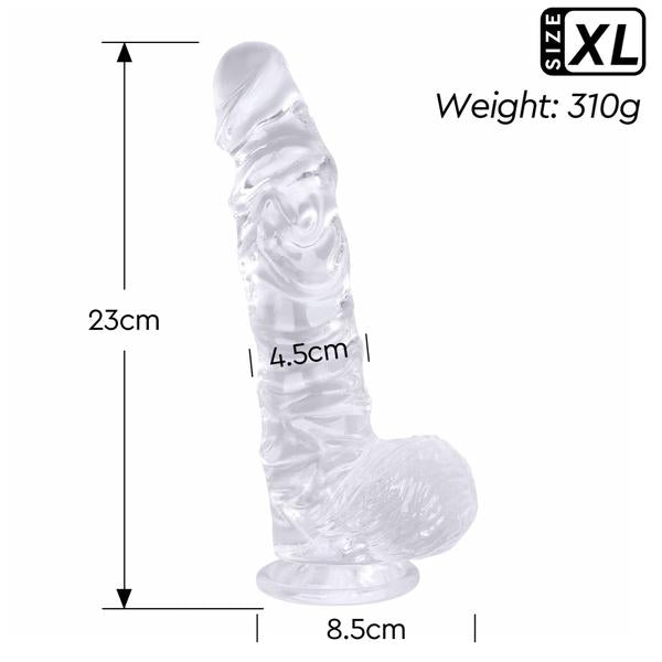 Come Closer XL Clear Dildo 9 | Bendable Shaft | Free Black Satin Bag、mySite、bottomscart