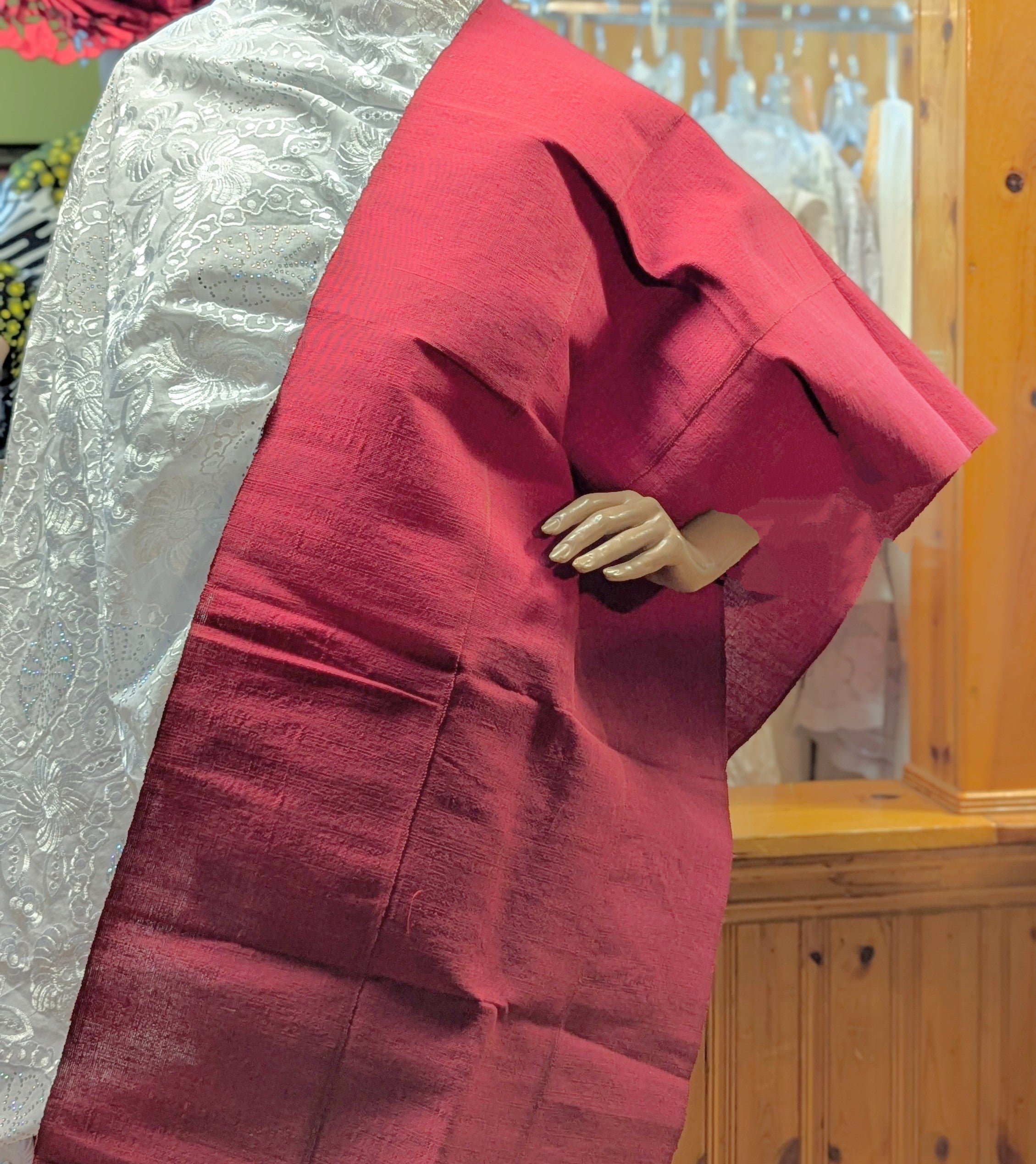 Dupsie's Olabisi Burgundy African Aso Oke Ipele Shawl Scarf head wrap Stole DPAAB25、mySite、solidvoid