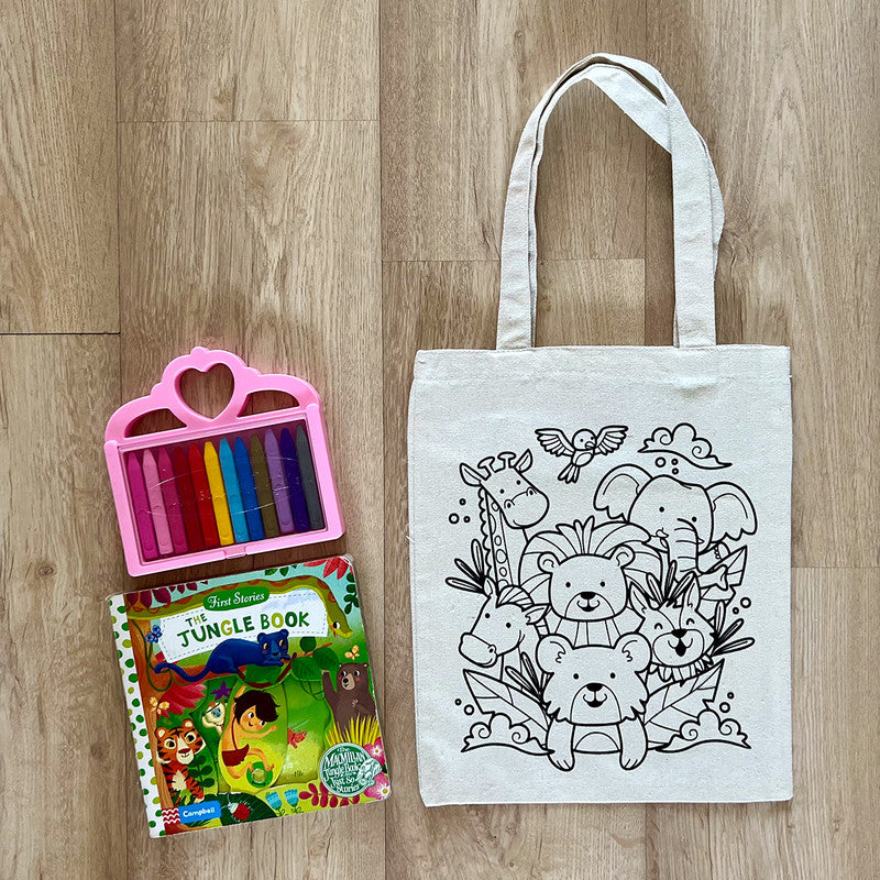 DIY Colouring Tote Bag | Jungle Safari Printed、mySite、camillekostekn