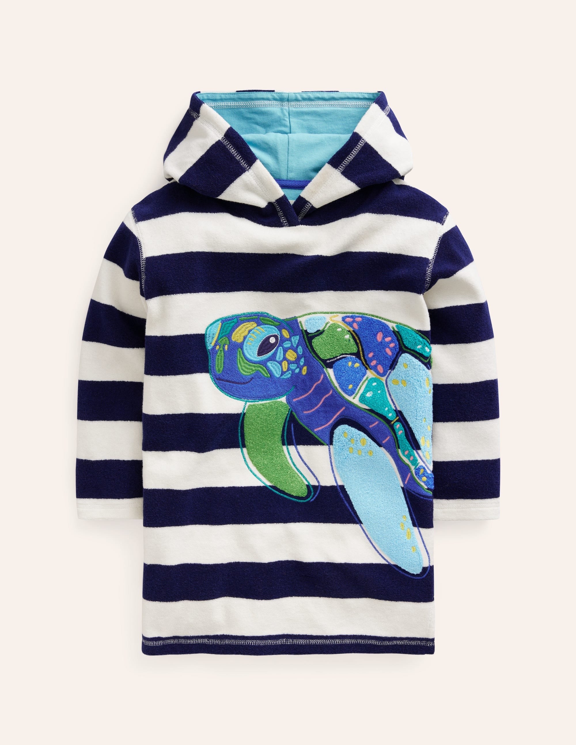  Appliqué Towelling Throw-on-College Navy/Ivory Turtle、mySite、ashleygrahame