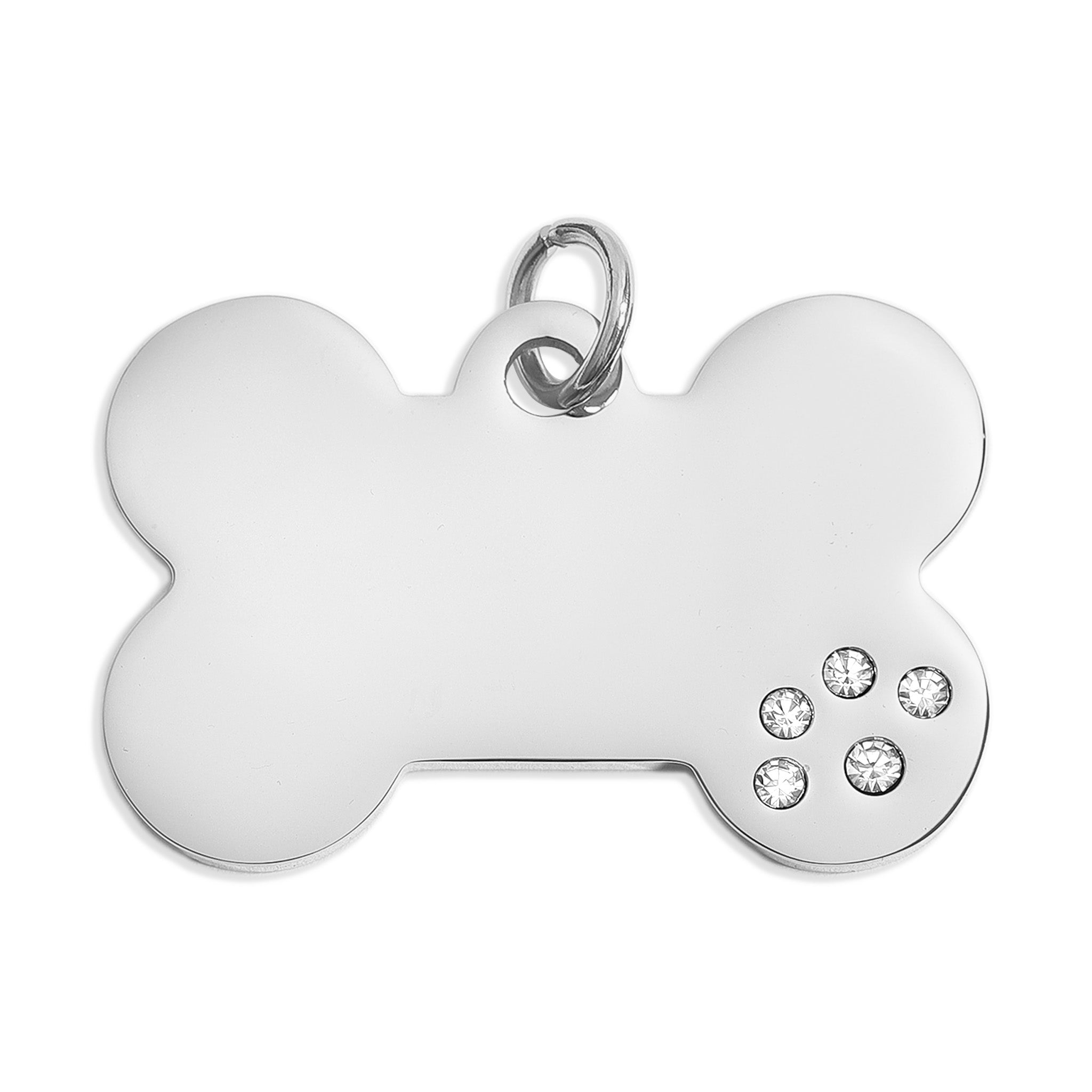 18K Gold PVD Blank Stainless Steel Dog Bone with CZ Stone Paw Pet Tag / PDL0169、mySite、dreamappss
