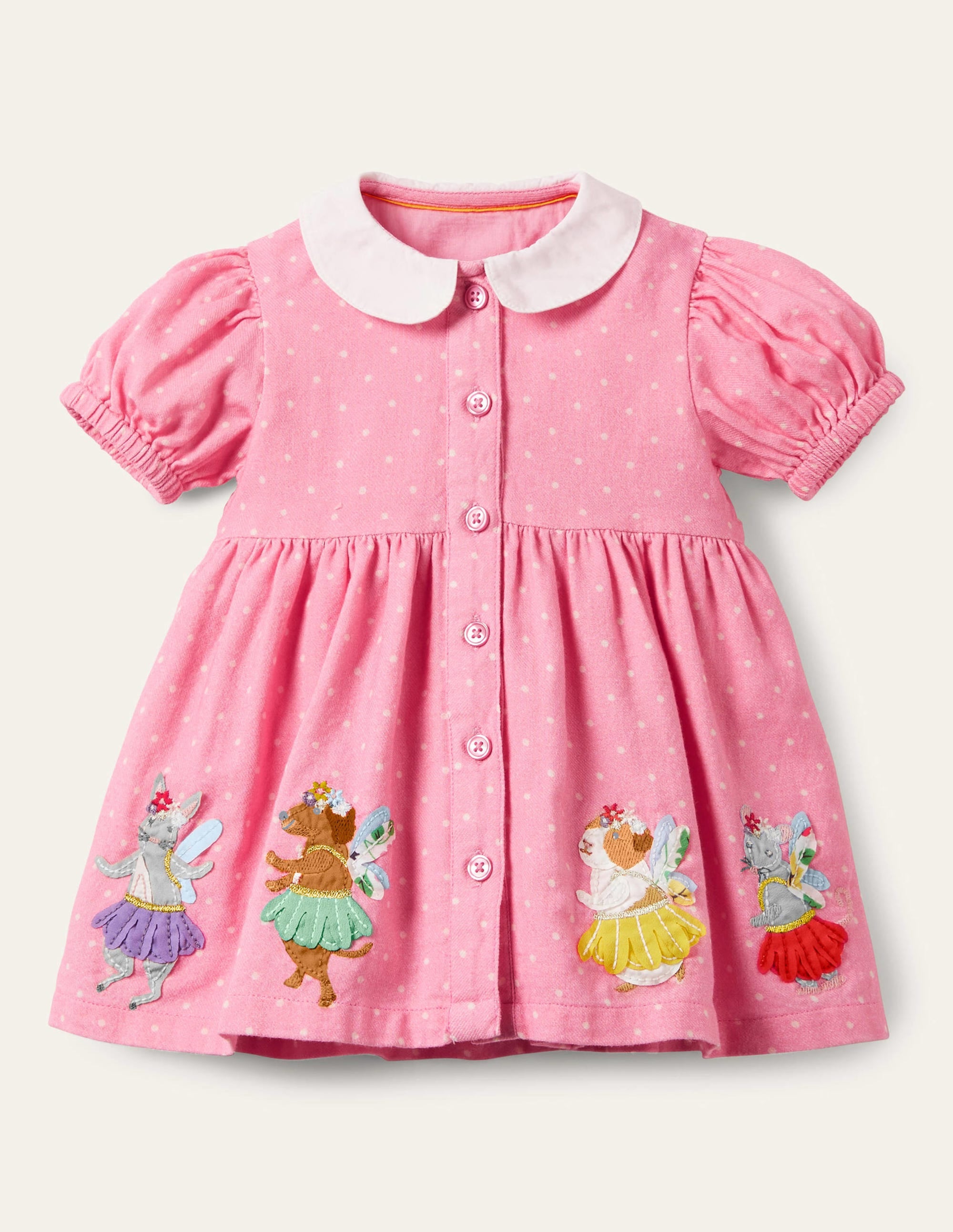  Woven Appliqué Dress-Formica Pink Pin Spot Animals、mySite、ashleygrahame