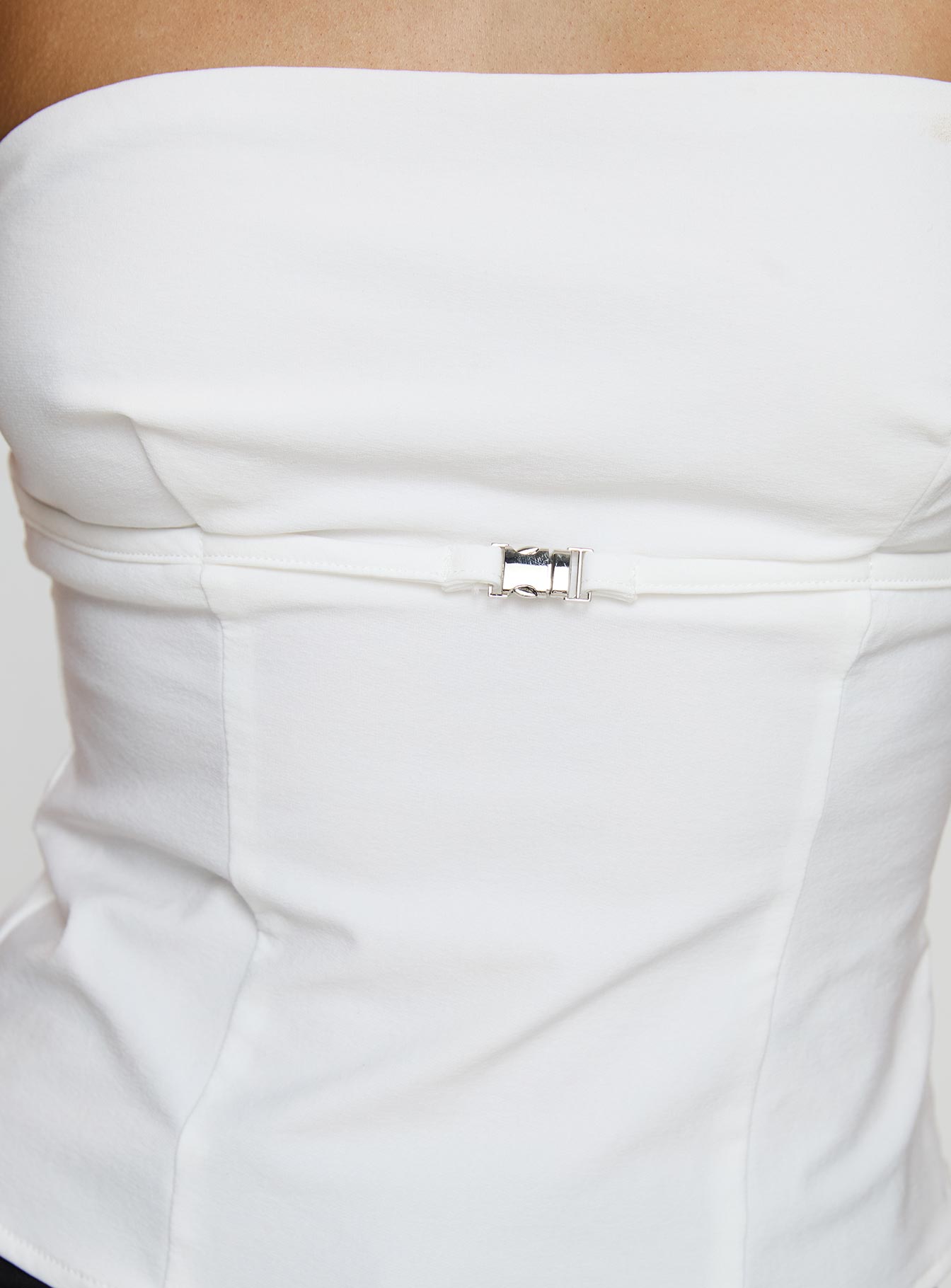 Flounce Strapless Top White、mySite、solidvoid