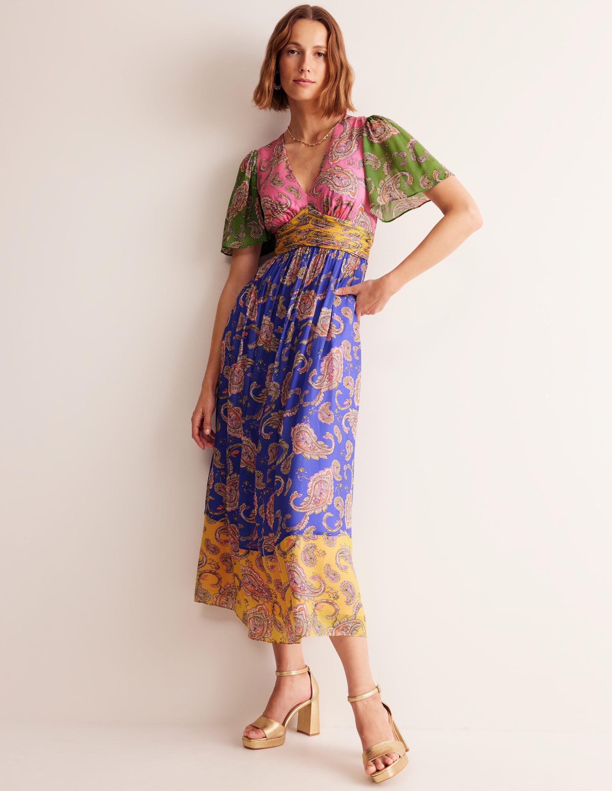  Empire Ruched Maxi Dress-Cashmere Rose, Wild Paisley、mySite、ashleygrahame