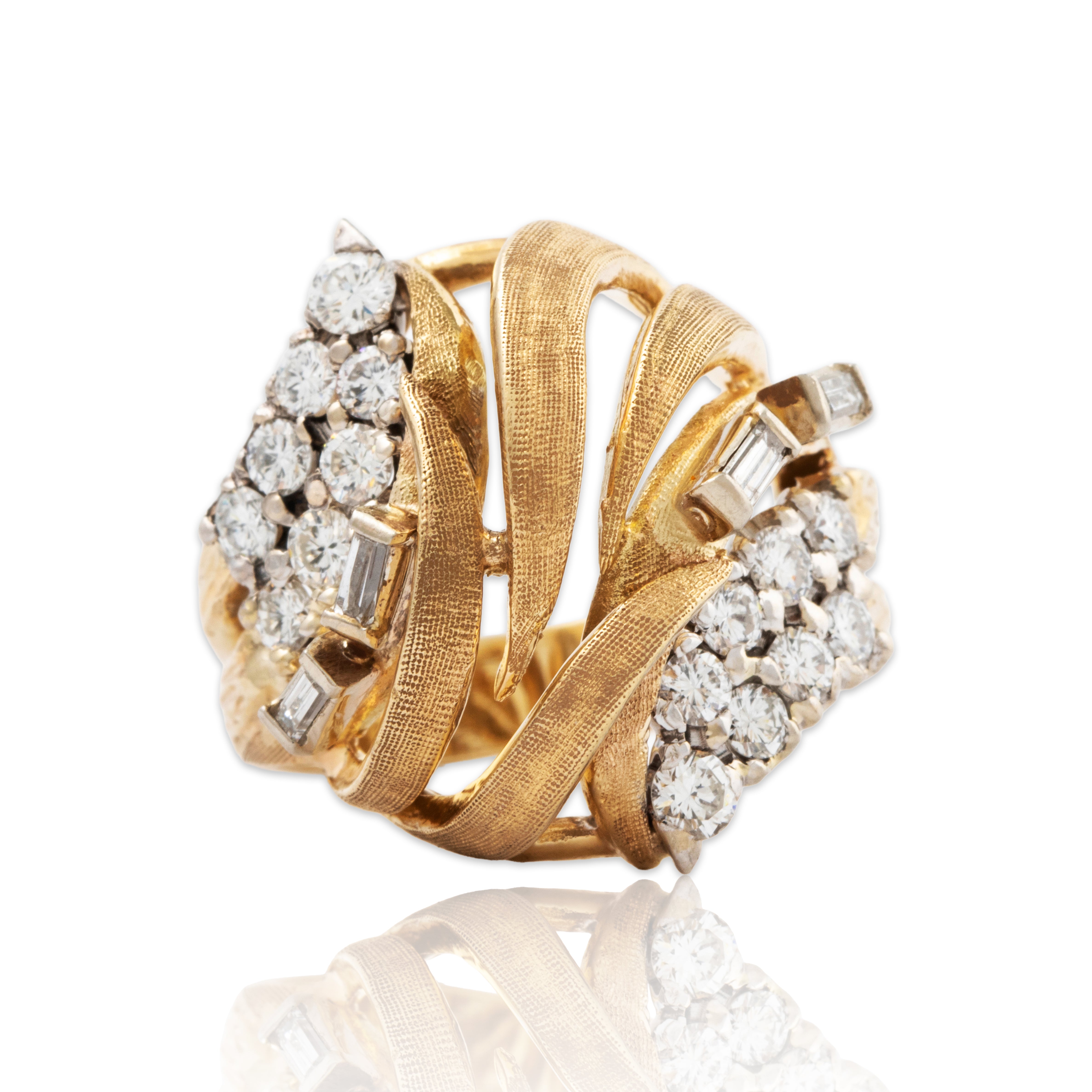 Vintage Heavy 14k Yellow Gold 1.02cttw Diamond Sparkling Drama Ring 4.75、mySite、hinf8tx79