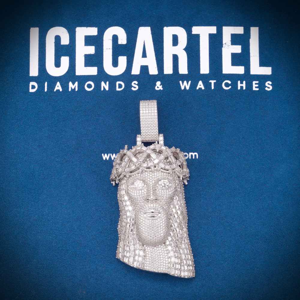 Moissanite Emerald Cut Cluster Jesus Pendant 14K Gold、mySite、hinf8tx79