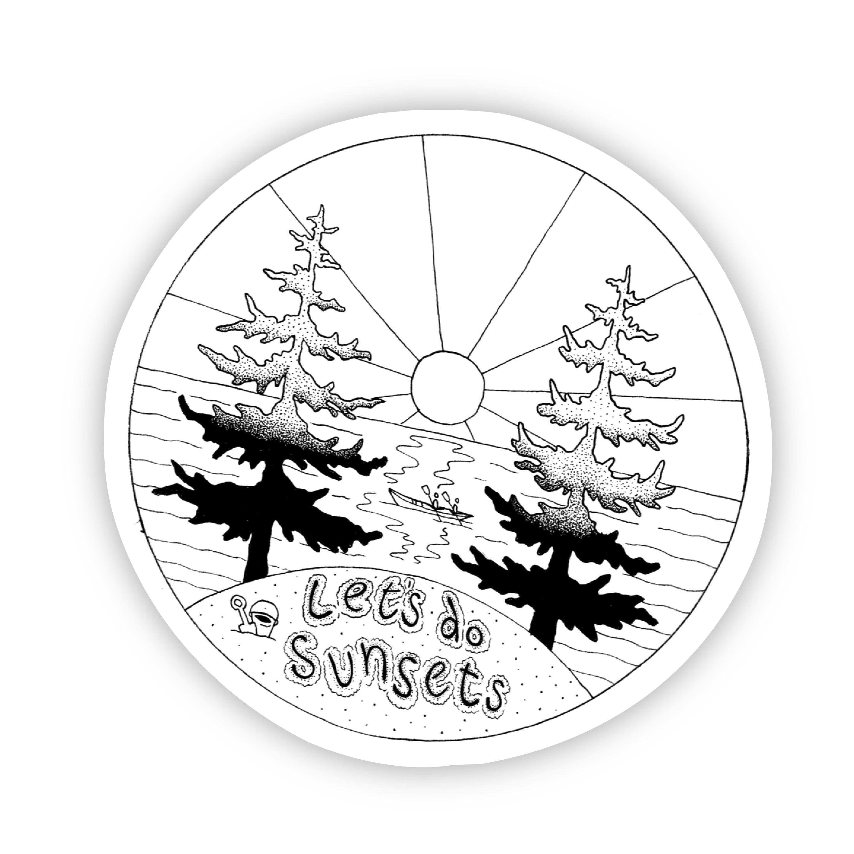 Let's do Sunsets Nature and Hiking Sticker Black & White、mySite、elrpsem3k