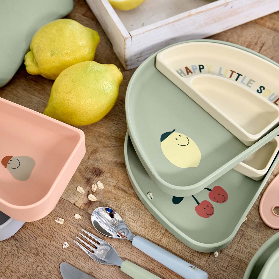  Lassig Silicone Section Dish Set - Happy Fruits - Cherry、mySite、merchandisen