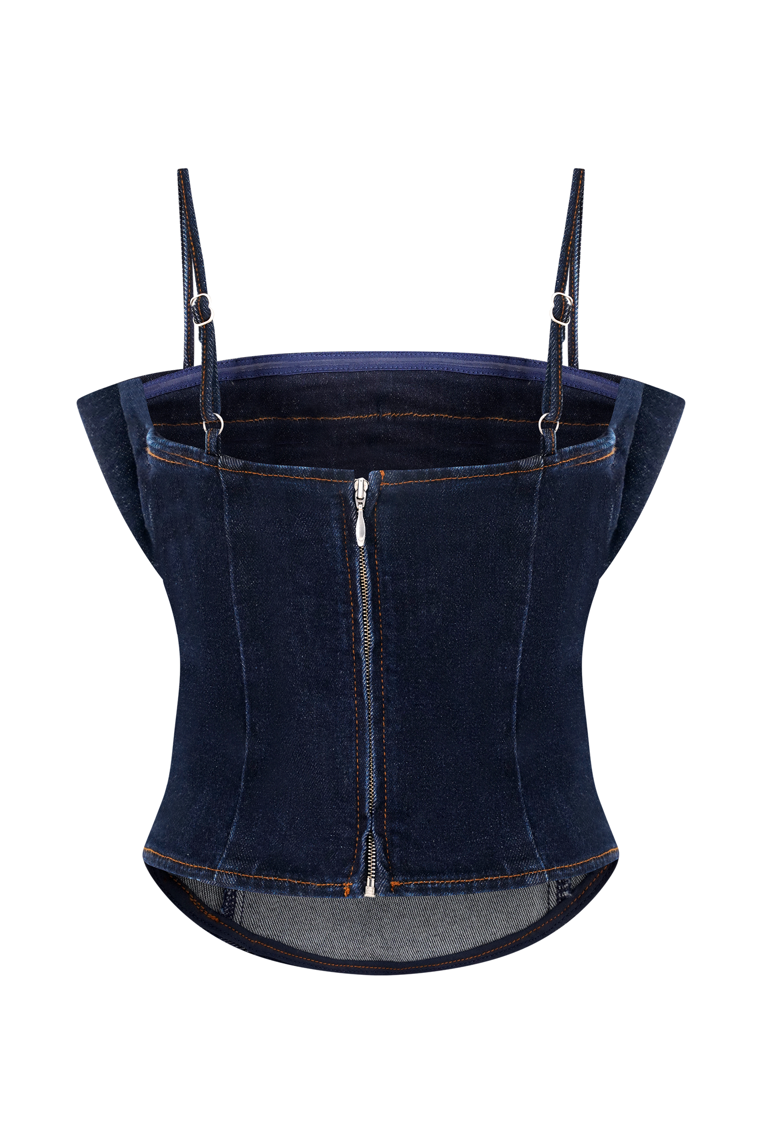 Cecilia Denim Frill Corset - Indigo Blue、mySite、solidvoid