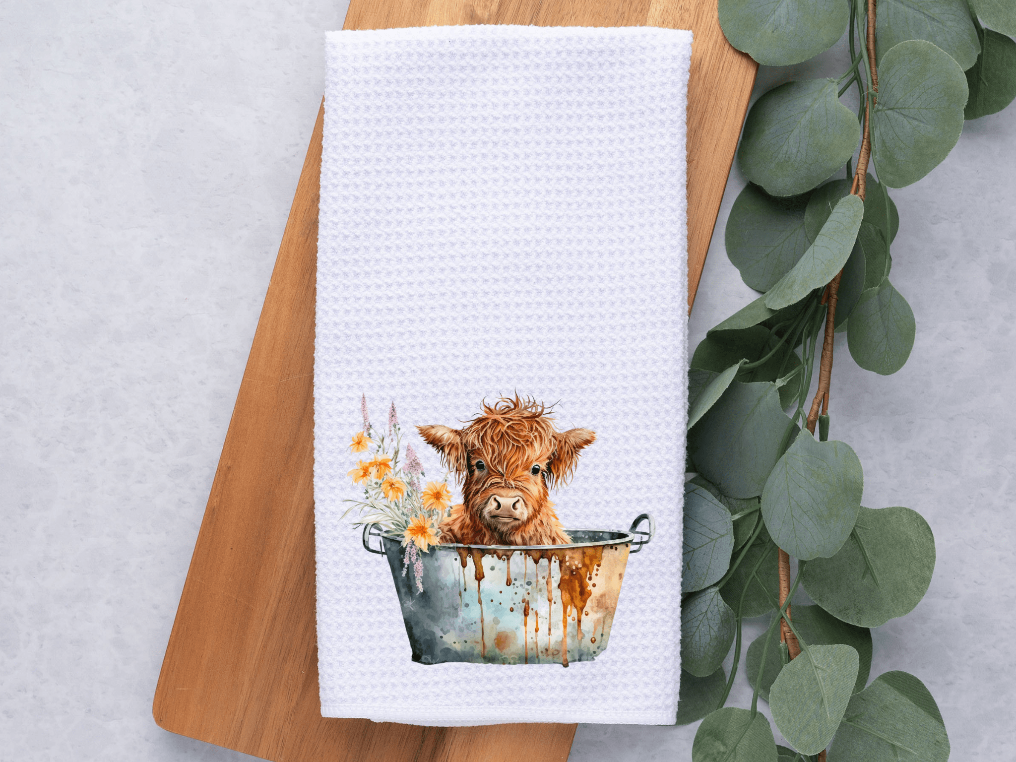 Baby Highland Cow Bath Time Kitchen, Dish,Hand Towel、mySite、g9winljtr
