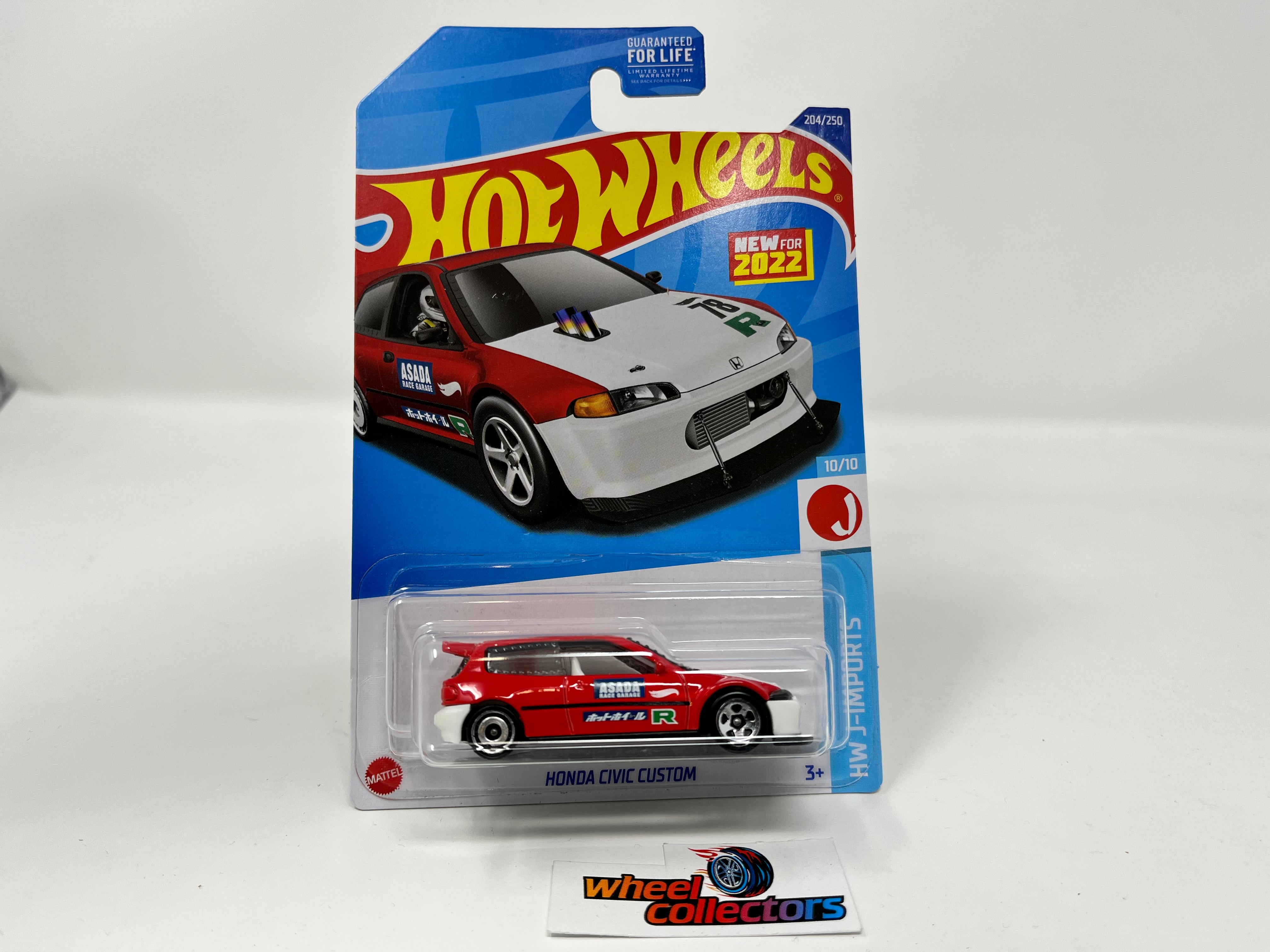 Honda Civic Custom #204 * RED * 2022 Hot Wheels USA Card、mySite、hgirdovlk