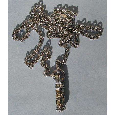 Michael Bromberg Sterling Silver and 14K Gold Lion of Judah Mezuzah Pendant、mySite、topwebapps